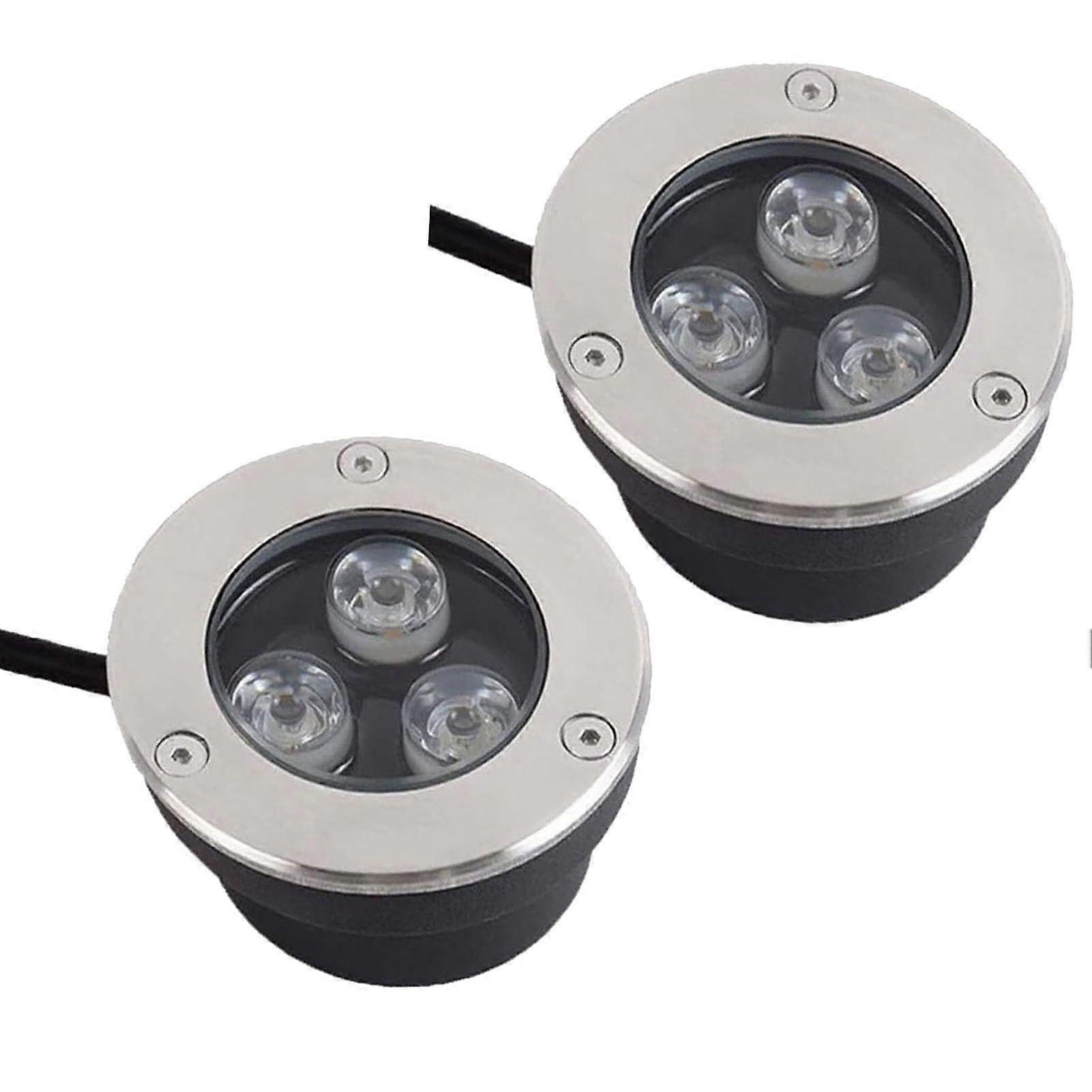 2PCS LED Outdoor Spotlight - Ultra-Slim 3W IP67 Waterproof In-Ground Landscape Light, Cool White 220V Garden Lighting