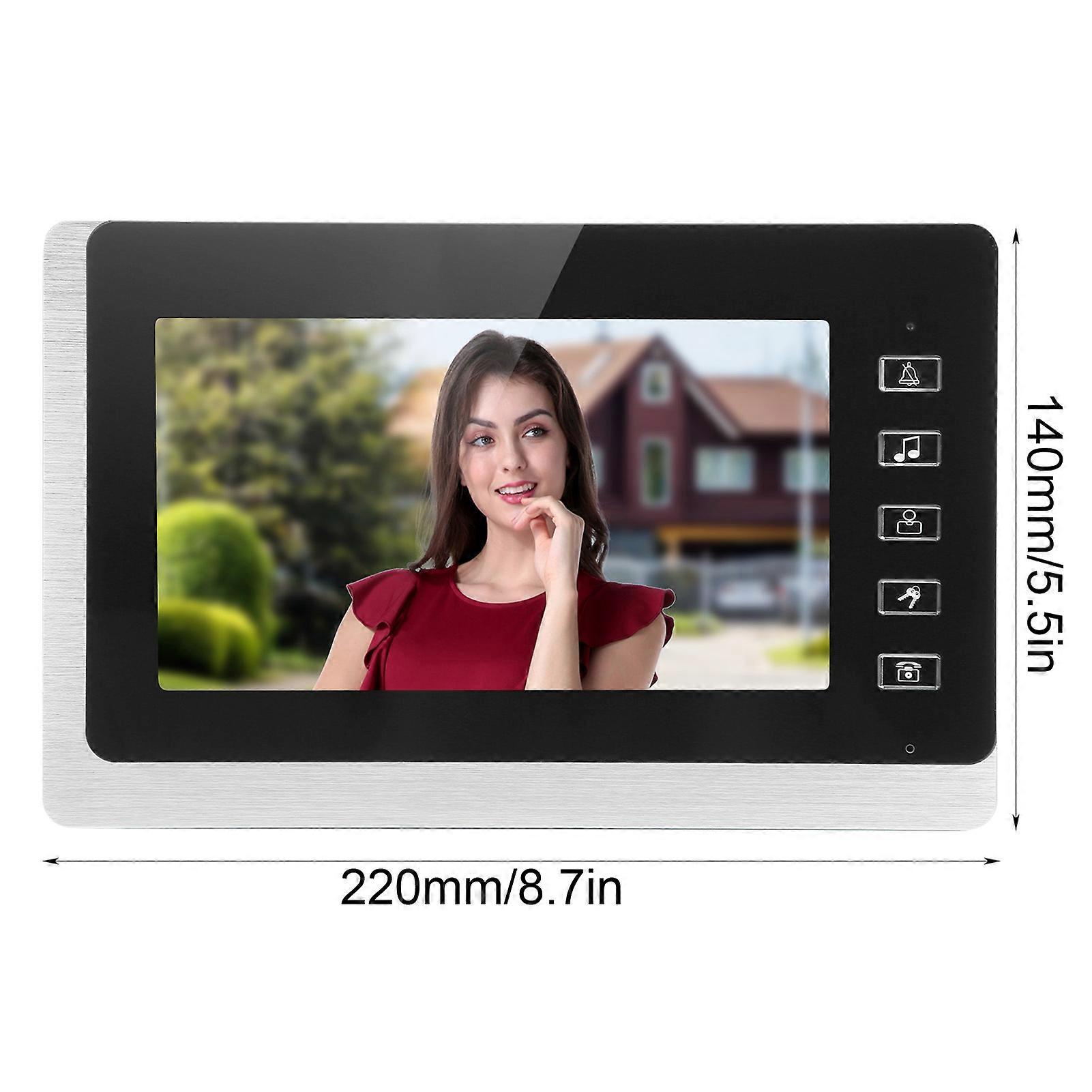 7in LCD Video Doorbell Wired 2 Way Radio Night Vision TFT Display ID Card Rainproof 100‑240VEU Plug