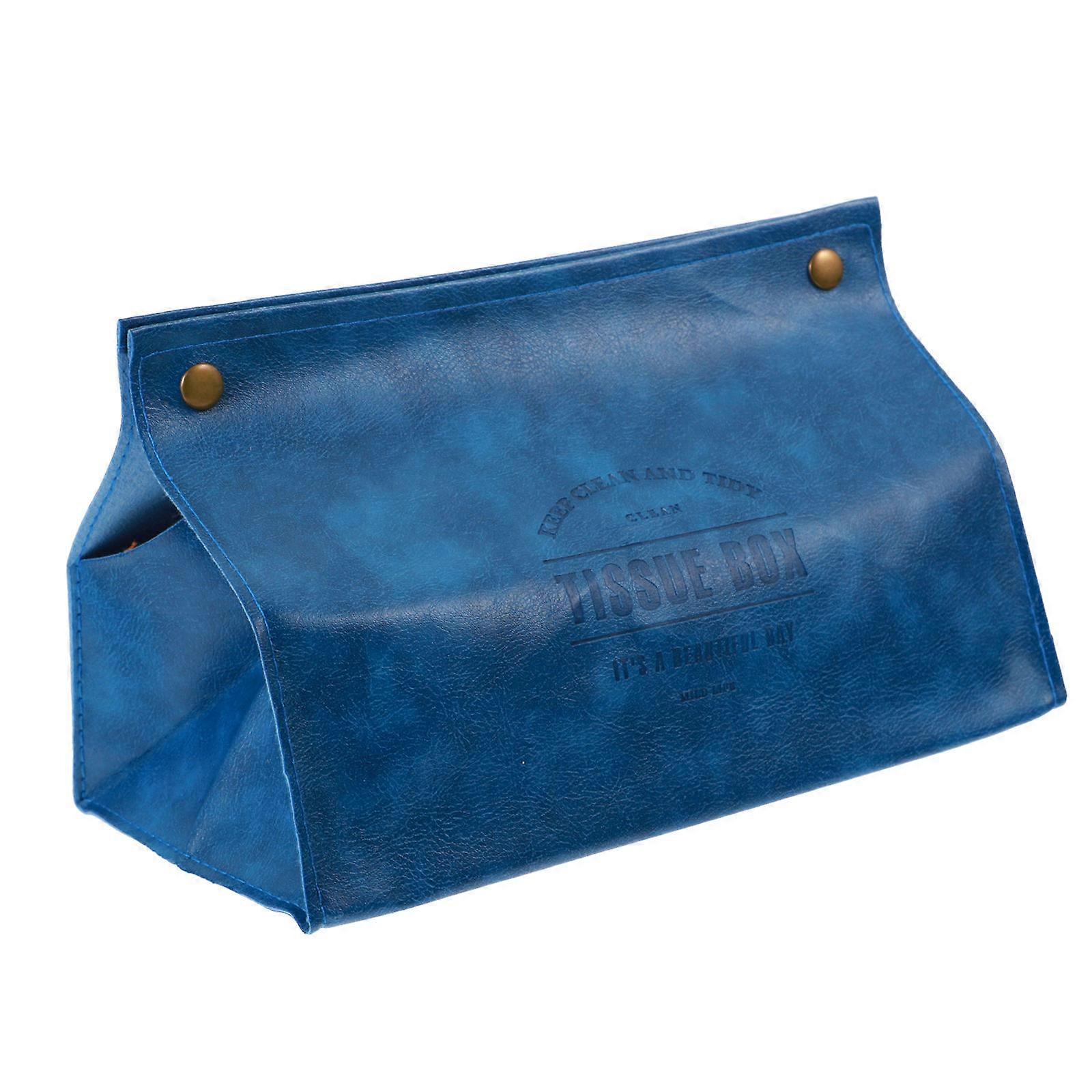 Blue Tissue Box for Home Storage Use Practical and with Fine Craftsmanship 1pc