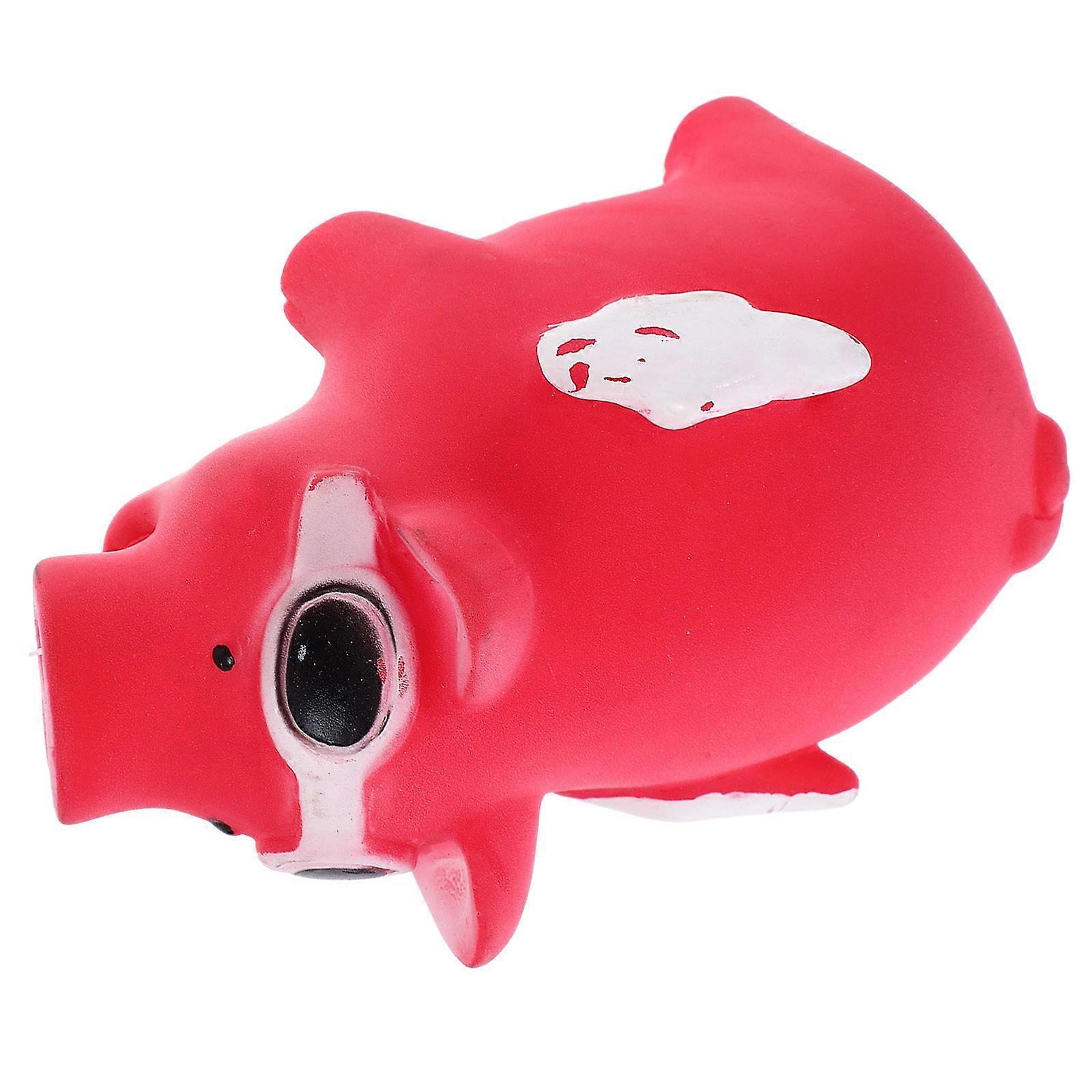 Puppy Chew Toy Dog Chew Toy Pig Shaped Teething Toy Red TPR Chewing Pet Supply 1Pcs