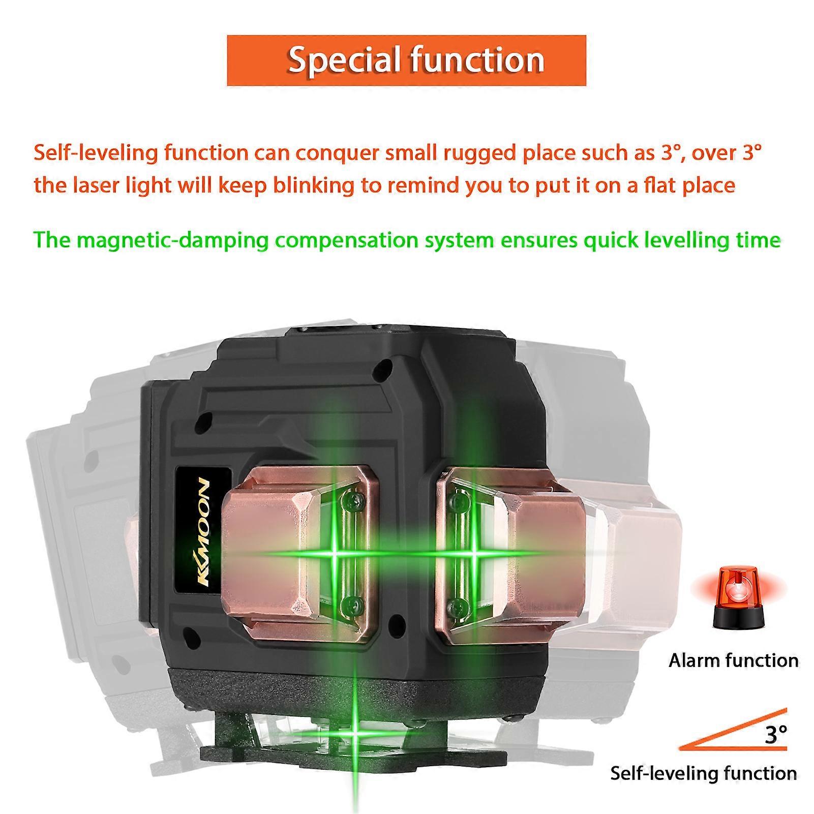 KKmoon Multifunctional 3D 12 Laser Level Tool Vertical Horizontal Lines with Self-leveling Function