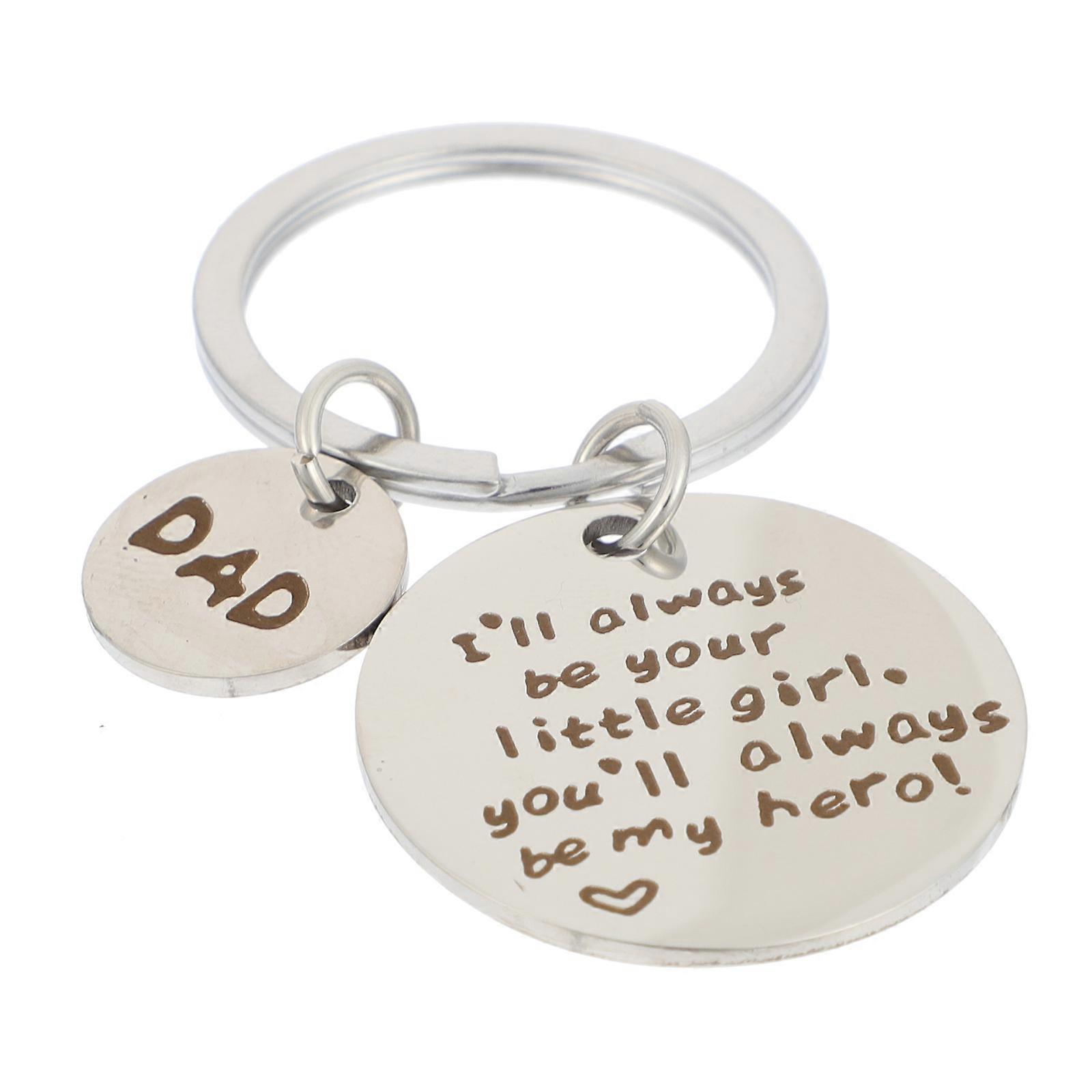 Stainless Steel Dad Key Ring, Round Design Durable Lightweight Keychain for Father's Day Keepsake