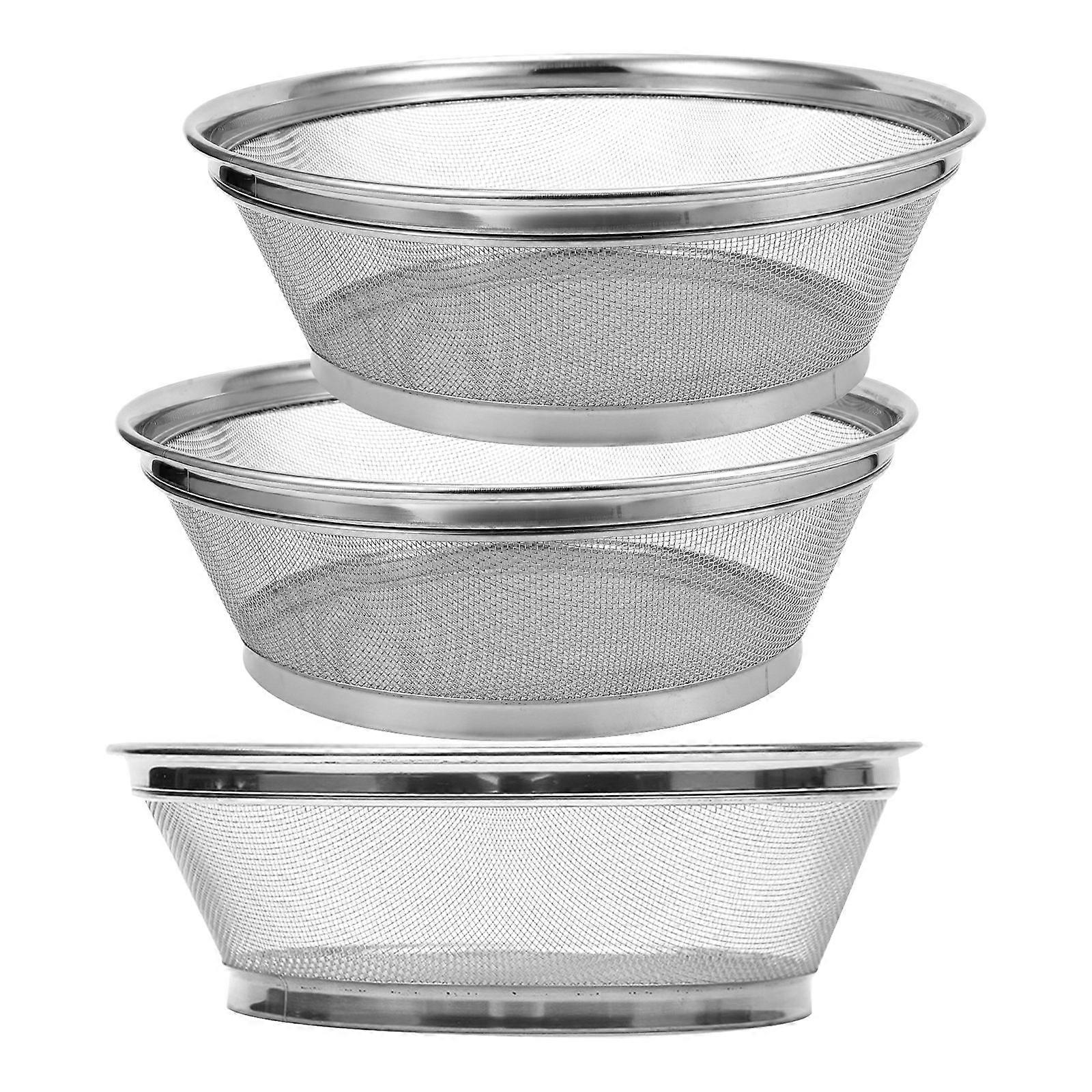 3pcs Thickened Fruit & Vegetable Drain Basket, Multi Functional Sieve for Washing & Draining with Rounded Corners