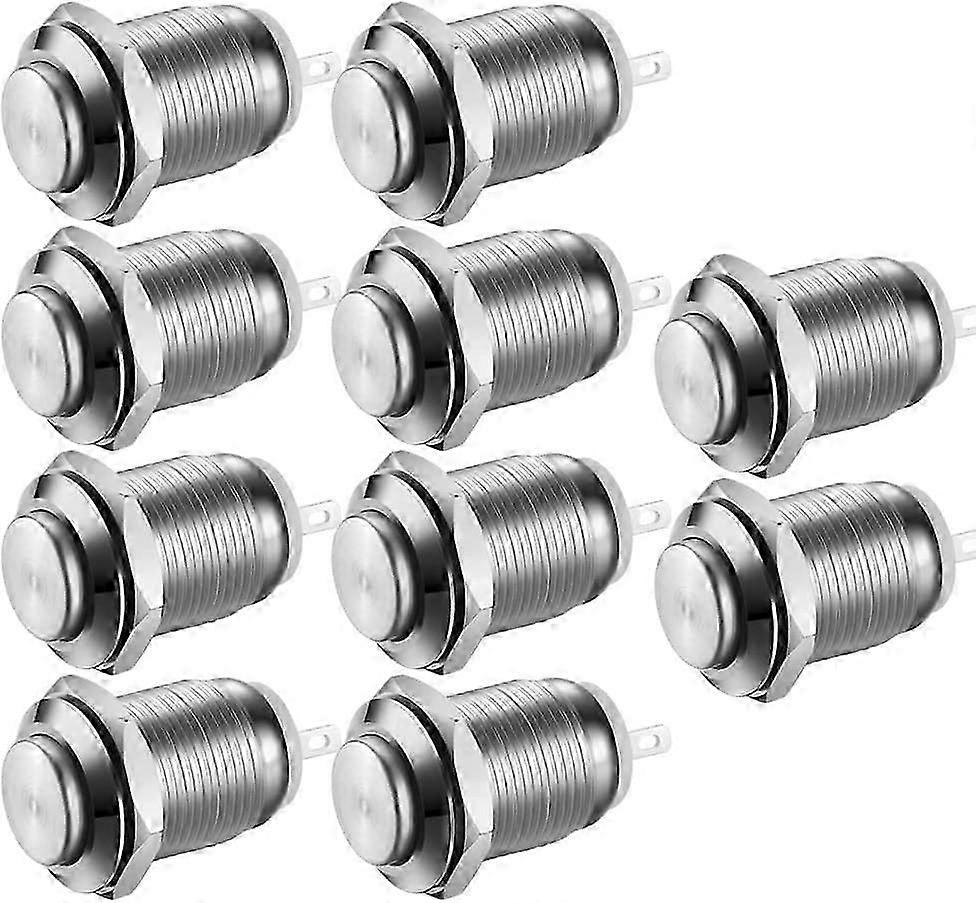 High Head 12mm Momentary Waterproof Stainless Steel Push Button Switch - 10pcs