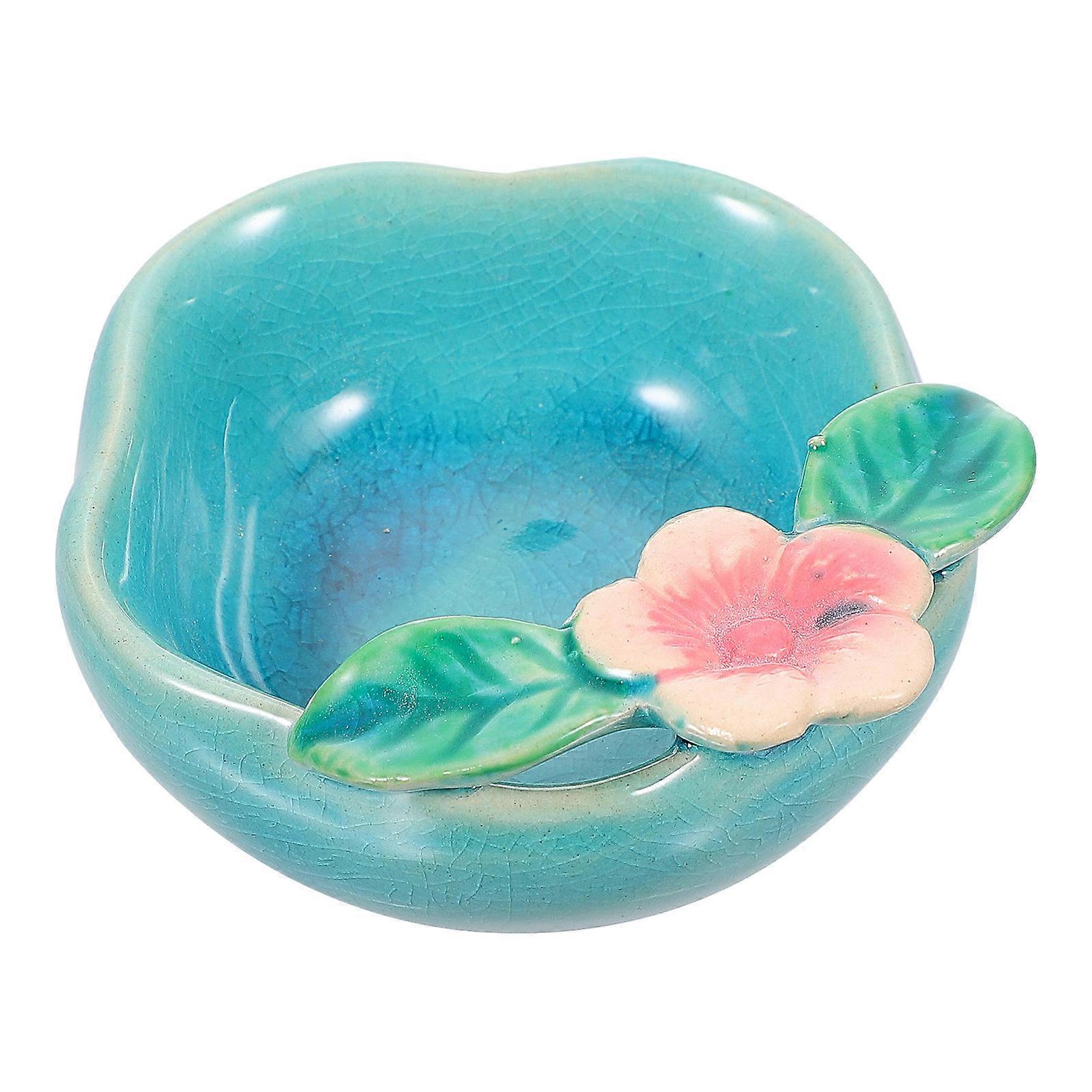 Blue Ceramic Essential Oil Storage Bowl for Storage Use Smooth Surface Creative Design 1Pc