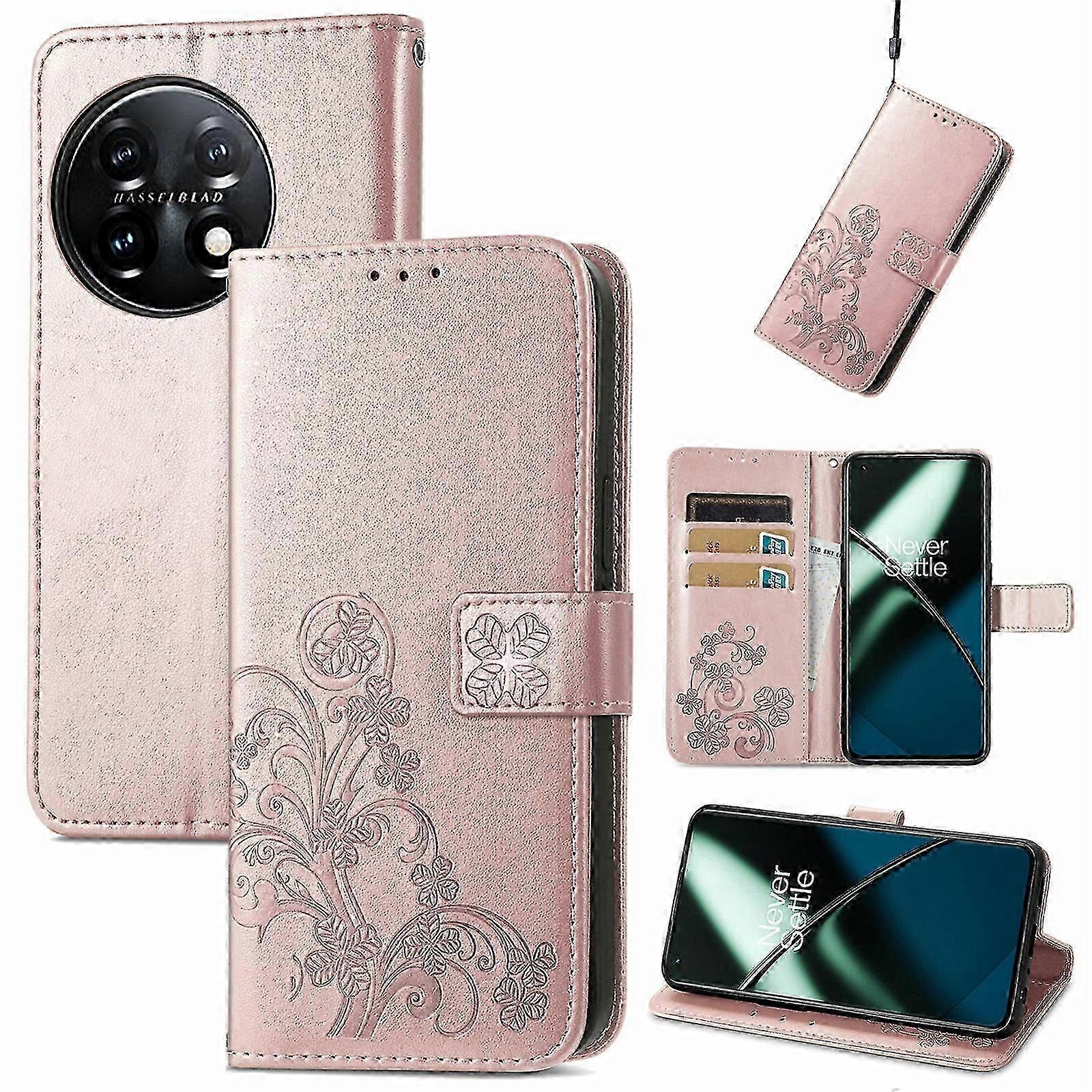 Four-leaf Clasp Leather Case Suitable for a Certain Brand Smartphone