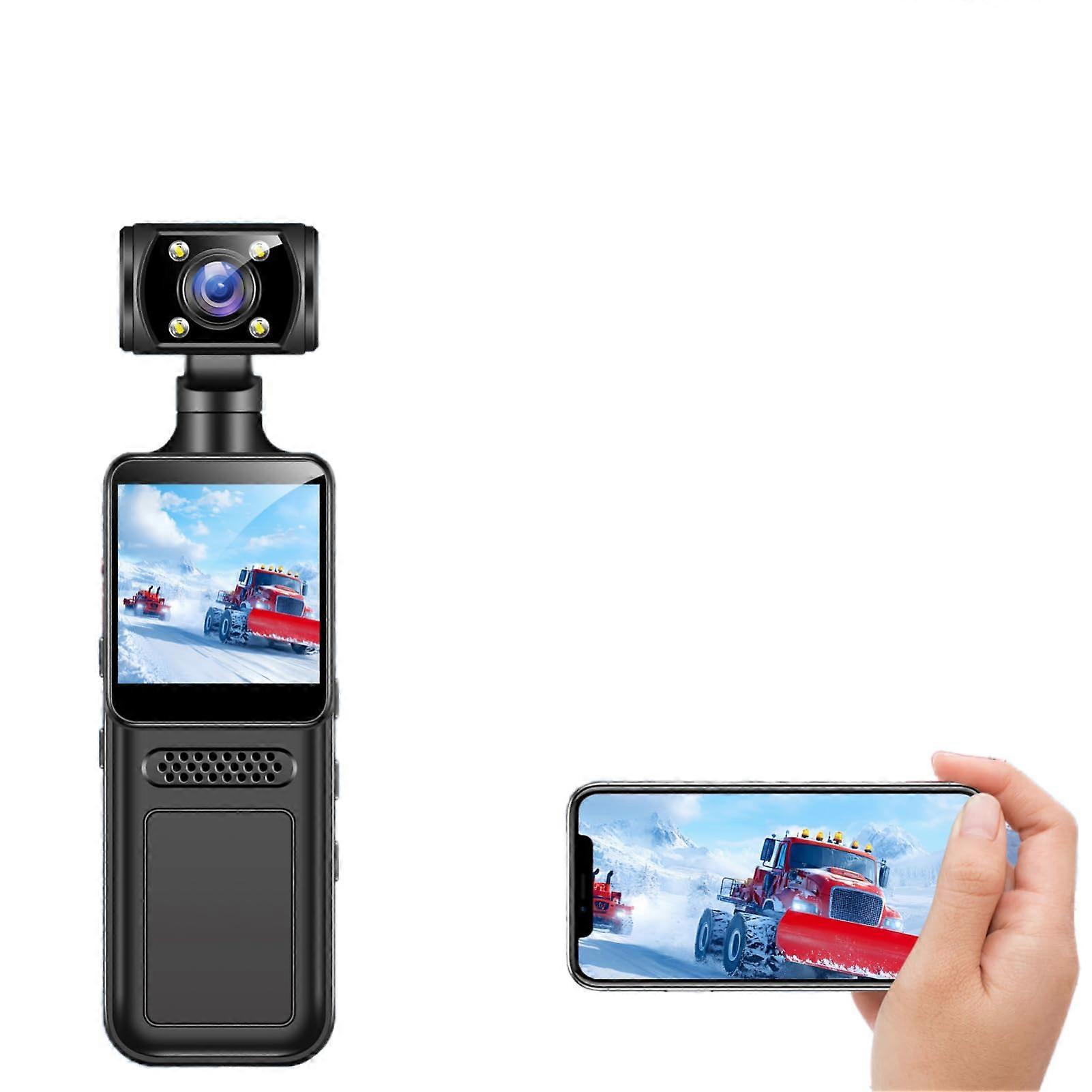 4K body camera with audio, 180° rotation, WiFi FHD handheld, portable action cam