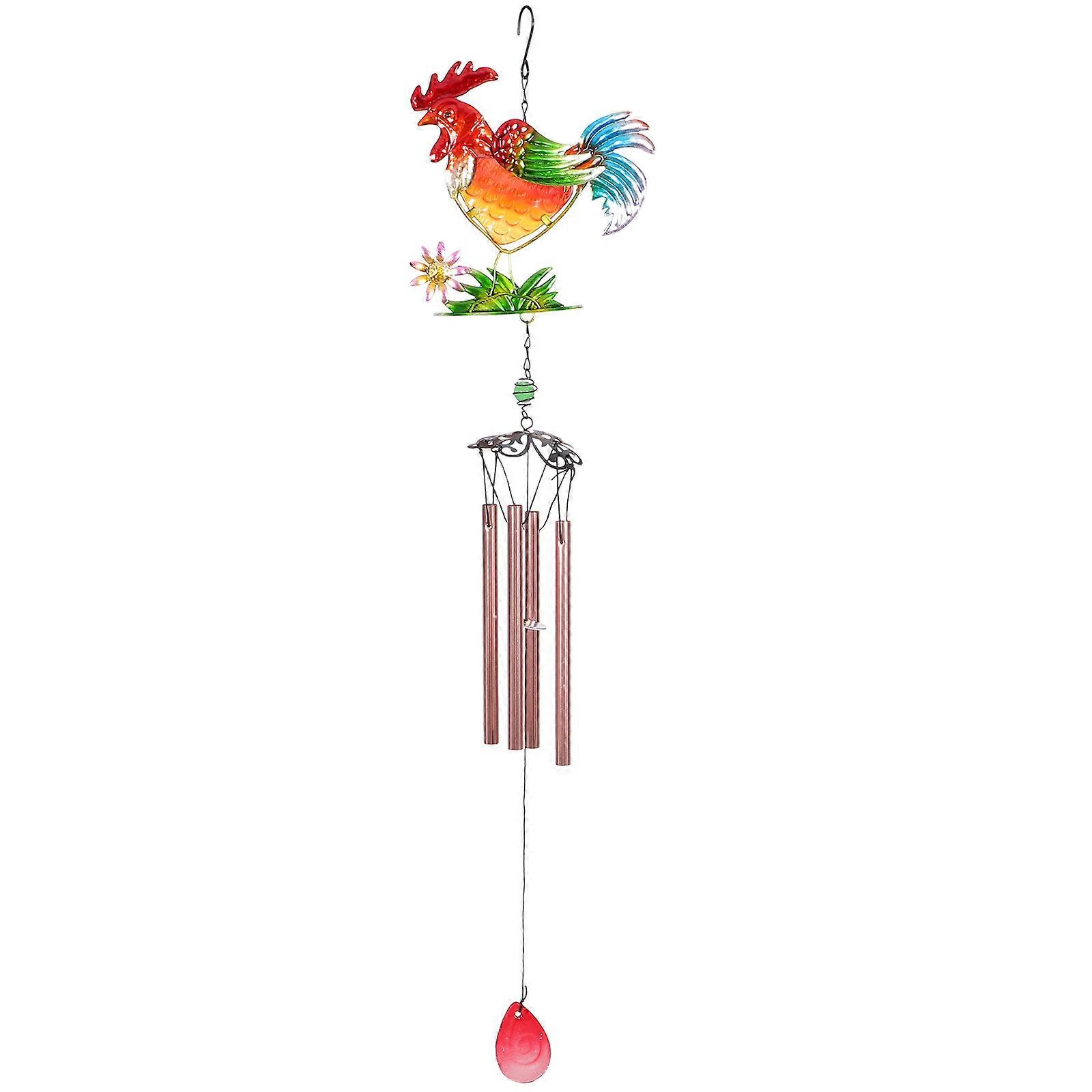 Iron Wind Chime with Rooster Design for Home Decoration Clear Sound in Breeze Assorted Color