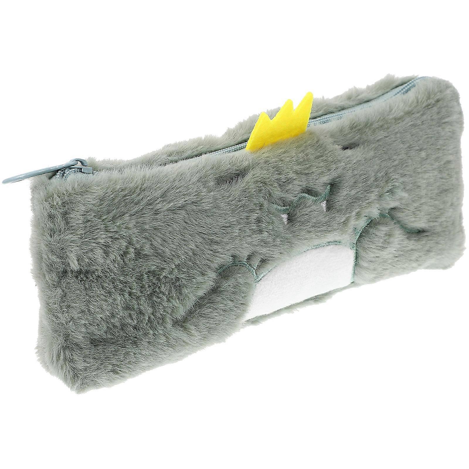 Dinosaur Plush Pencil Case for Boys with Large Capacity to Store Pens Rulers Notes and More Light Green