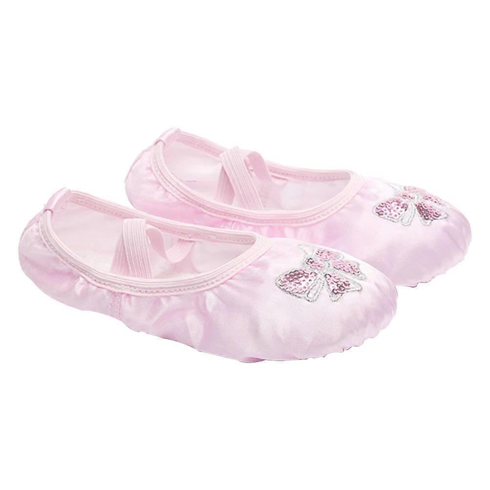 Dance Slippers Non Slip Stretch Belt Ballet Shoes Ideal For Jazz Gymnastics Pink Size 26 1 Pair