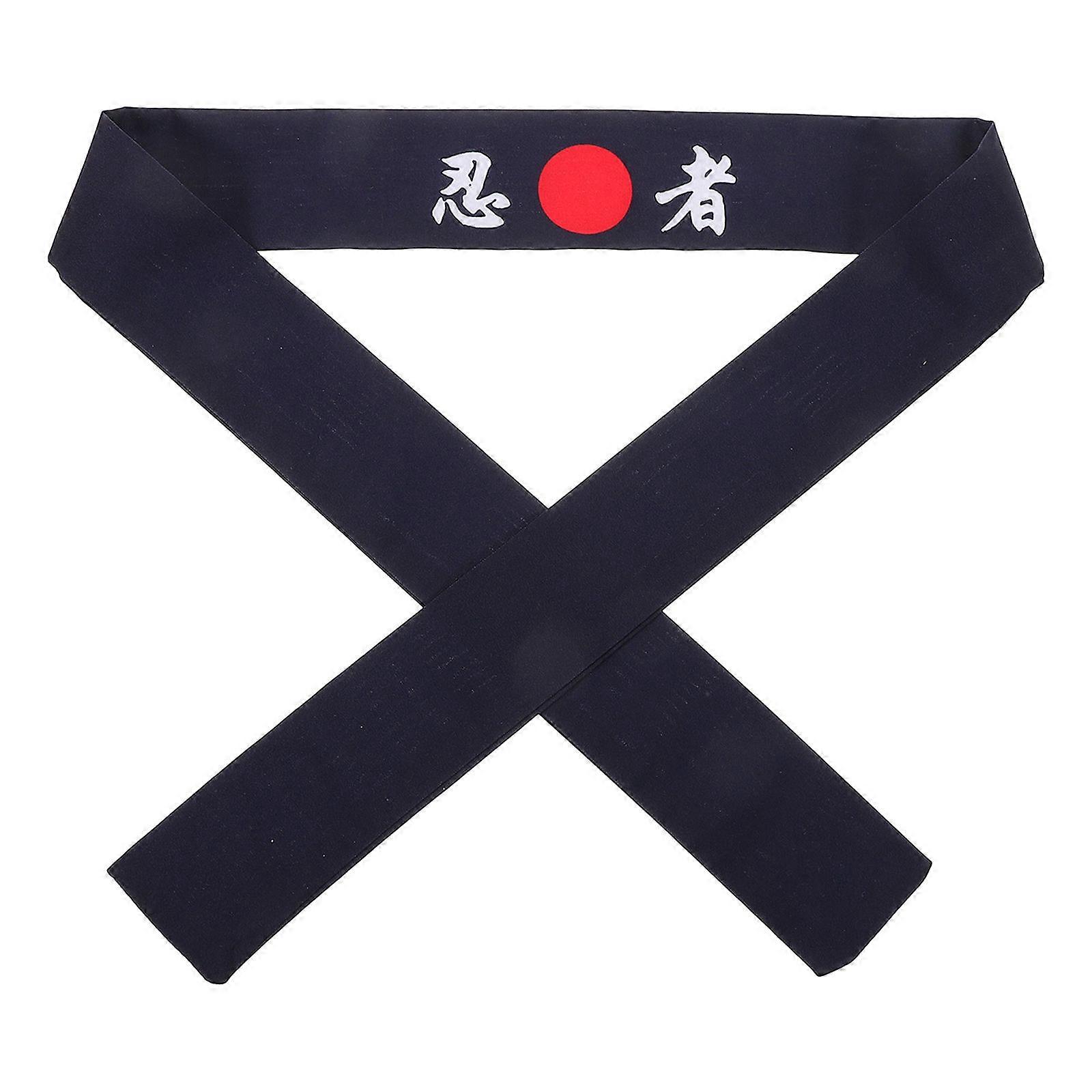 Japanese Design Ninja Print Headband for Decoration Dark Blue Cotton Adjustable and Comfortable Fits All Sizes