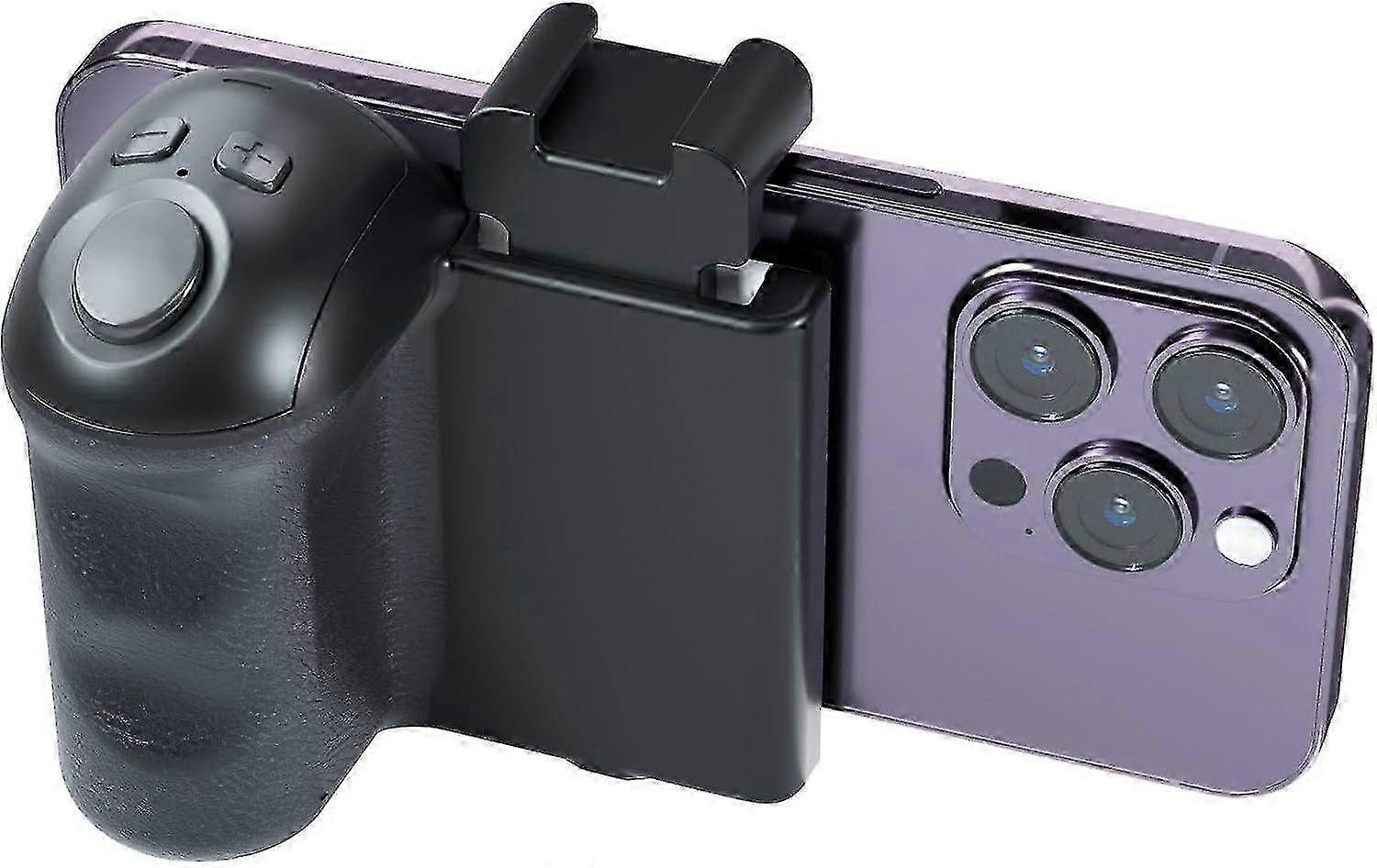 Wireless Phone Camera Grip with Zoom Remote & Shutter, Smartphone Handle Holder for Stable Vlogging and Filming Accessories