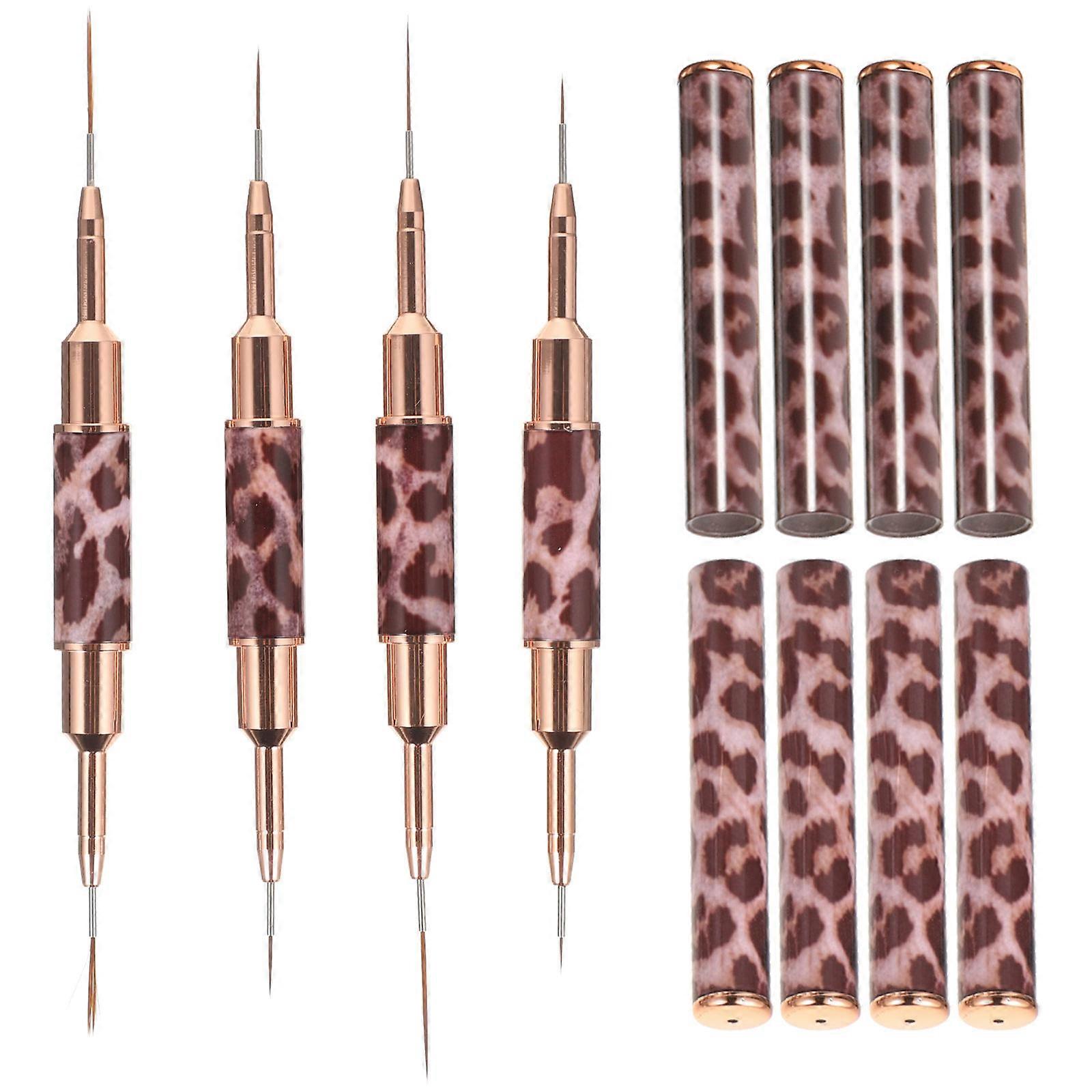 Multi-Functional Nail Art Brushes Set For Women In Leopard Design Ideal For DIY Projects With Small And Pointed Heads 4Pcs