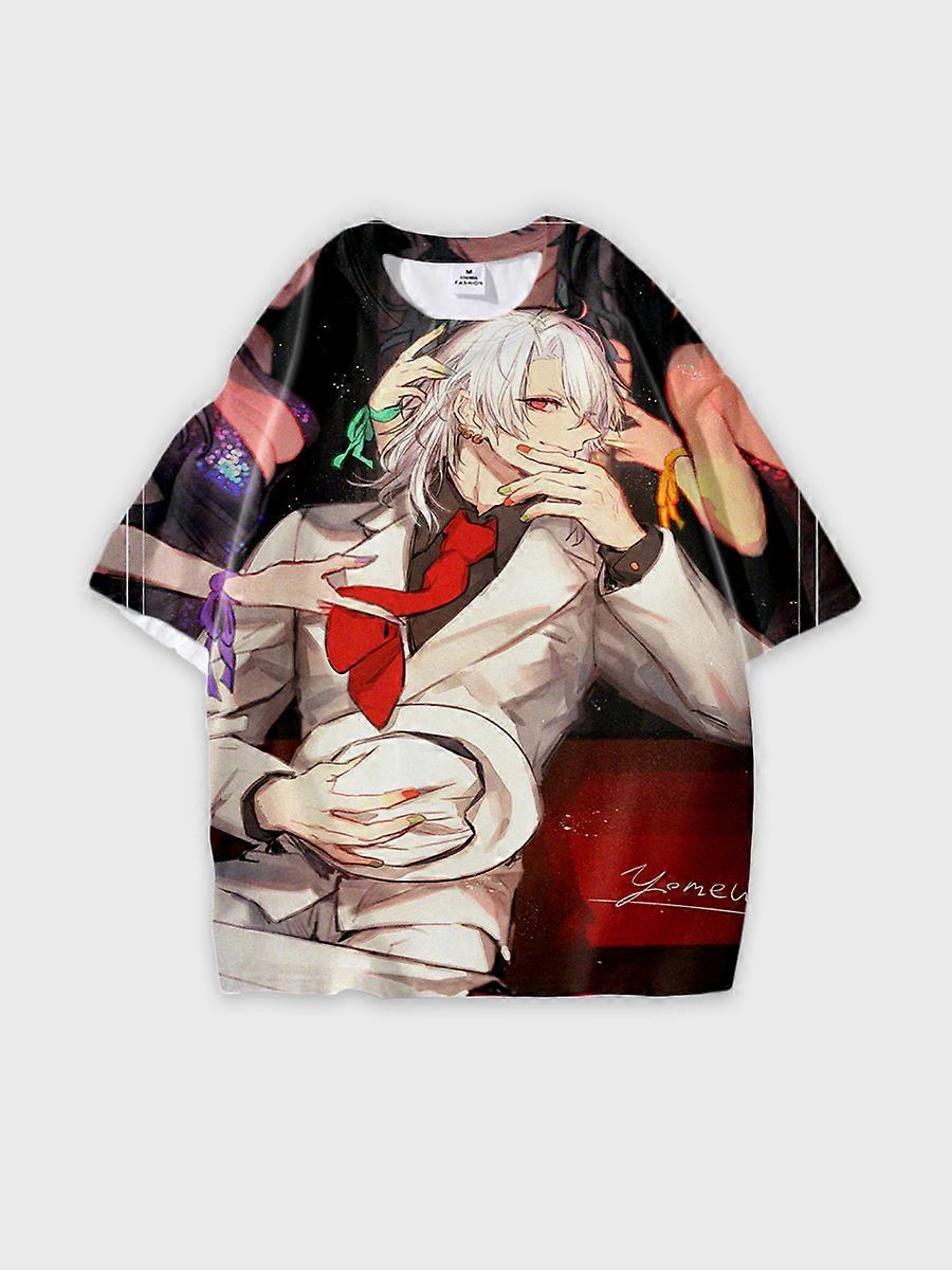 T-shirt round neck Character Pattern loose short sleeve P2143