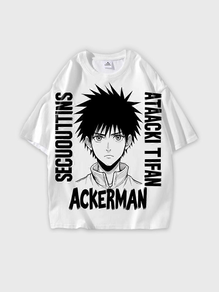T-shirt round neck Character Pattern loose short sleeve P2376