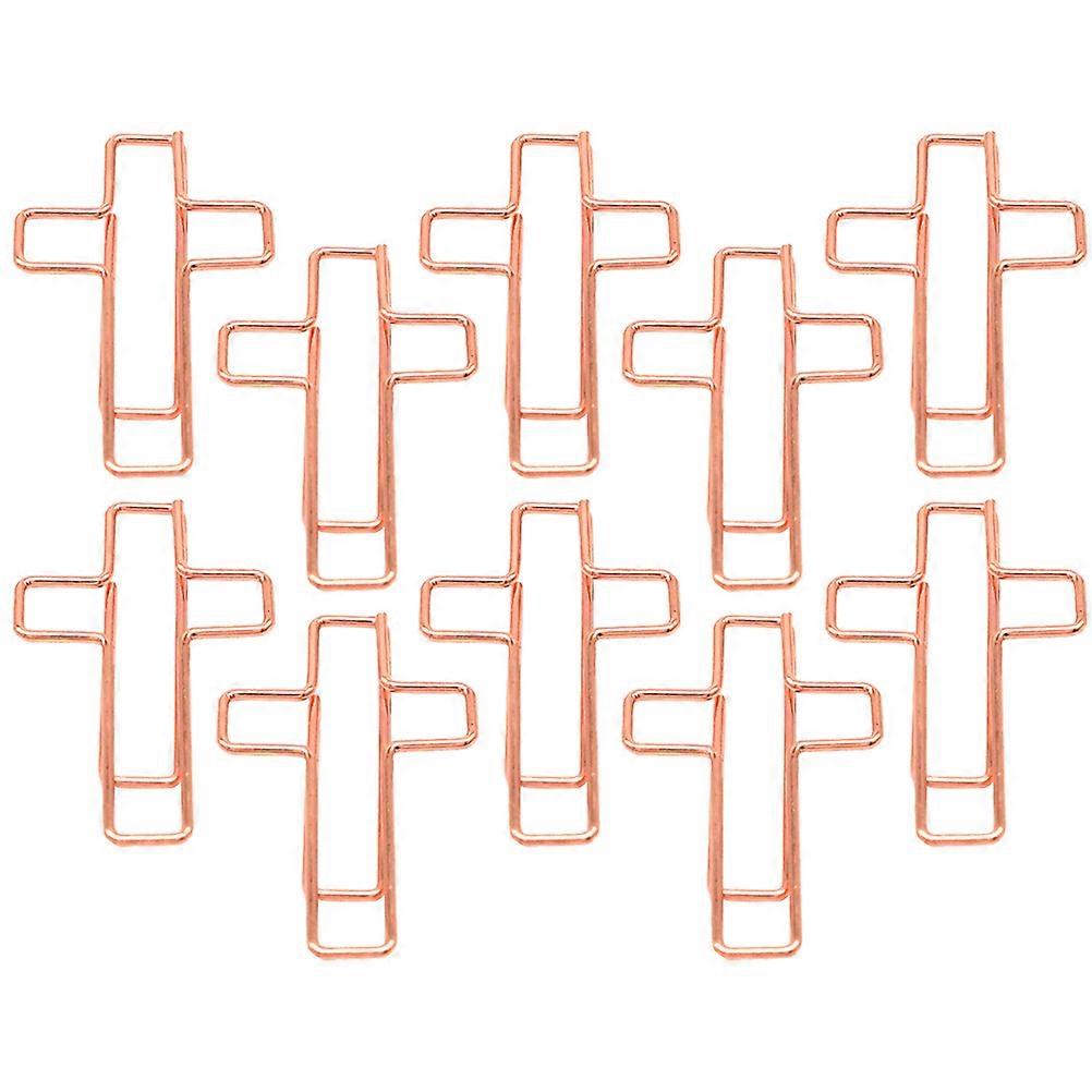 a refined and professional product description based on your input:
**10pcs Metal Cross Paper Clips (Rose Gold) – Sturdy Notebook Clips for