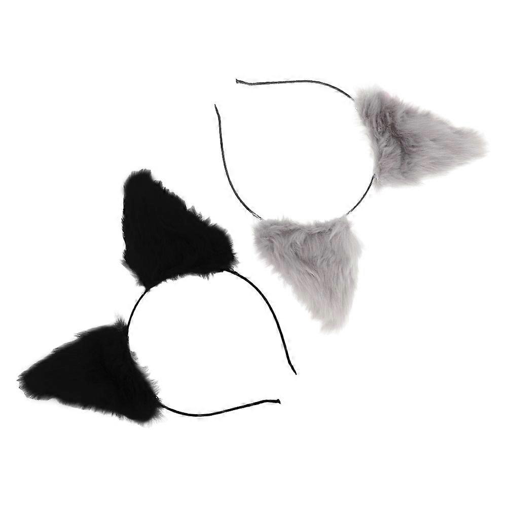Cute Plush Cat Ears Headbands for Women and Girls Adjustable and Comfortable Assorted Color 2pcs