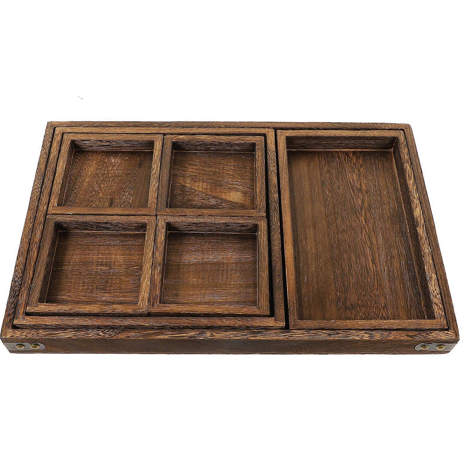Wood Tray Decorative Tray Serving Breakfast Kitchen Tableware Light Brown Rectangular Multi-Functional 1 Set