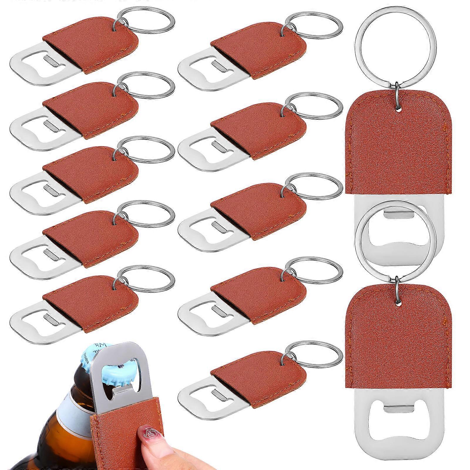 Stainless Steel Keychain Bottle Opener with Design for Home Use Multi Color 12 Pieces