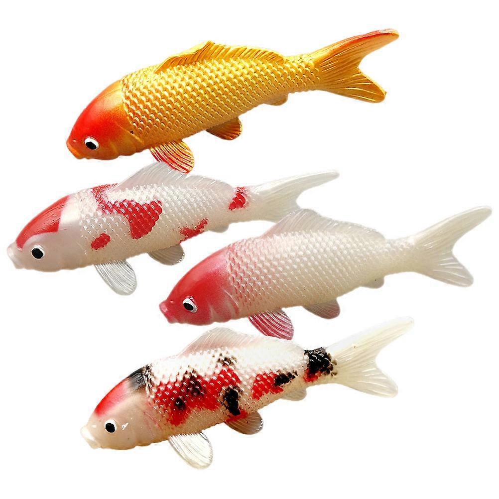 Set of 4 Realistic Koi Carp Artificial Fish Decorative Aquarium Pond Landscape Props for Photography and Decoration