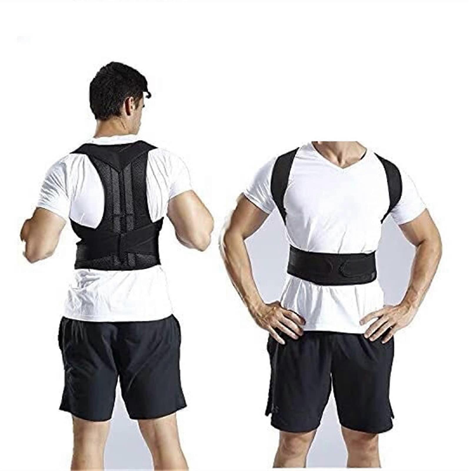 Spine correction, back posture orthosis, clavicle support, prevents slouching and rounded back, adjustable back trainer (L)