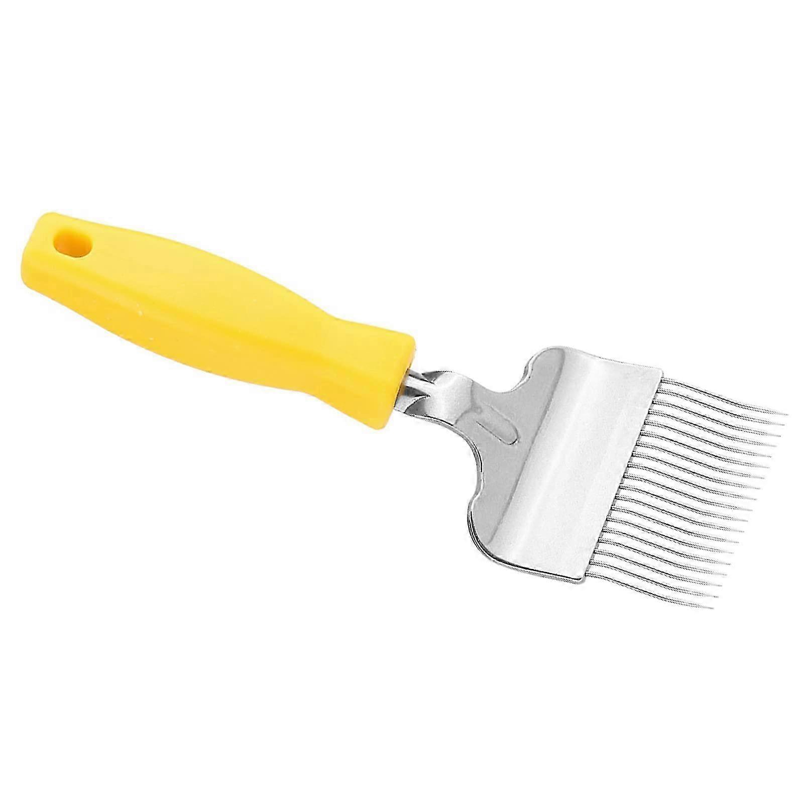 2025 Heavy Duty Stainless Steel Honey Comb Prong Detecting Fork for Beehive Yellow Silver Heavy Duty for Beekeeping Tool