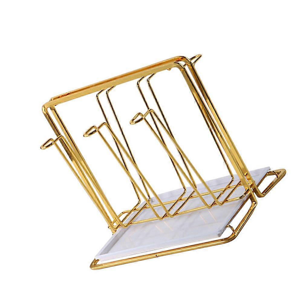 Tray Base Drying Rack with Wrought Cup Holder – Ventilated Drainer Stand for Kitchen Glasses, Sturdy Space Saving Organizer for Orderly Storage
