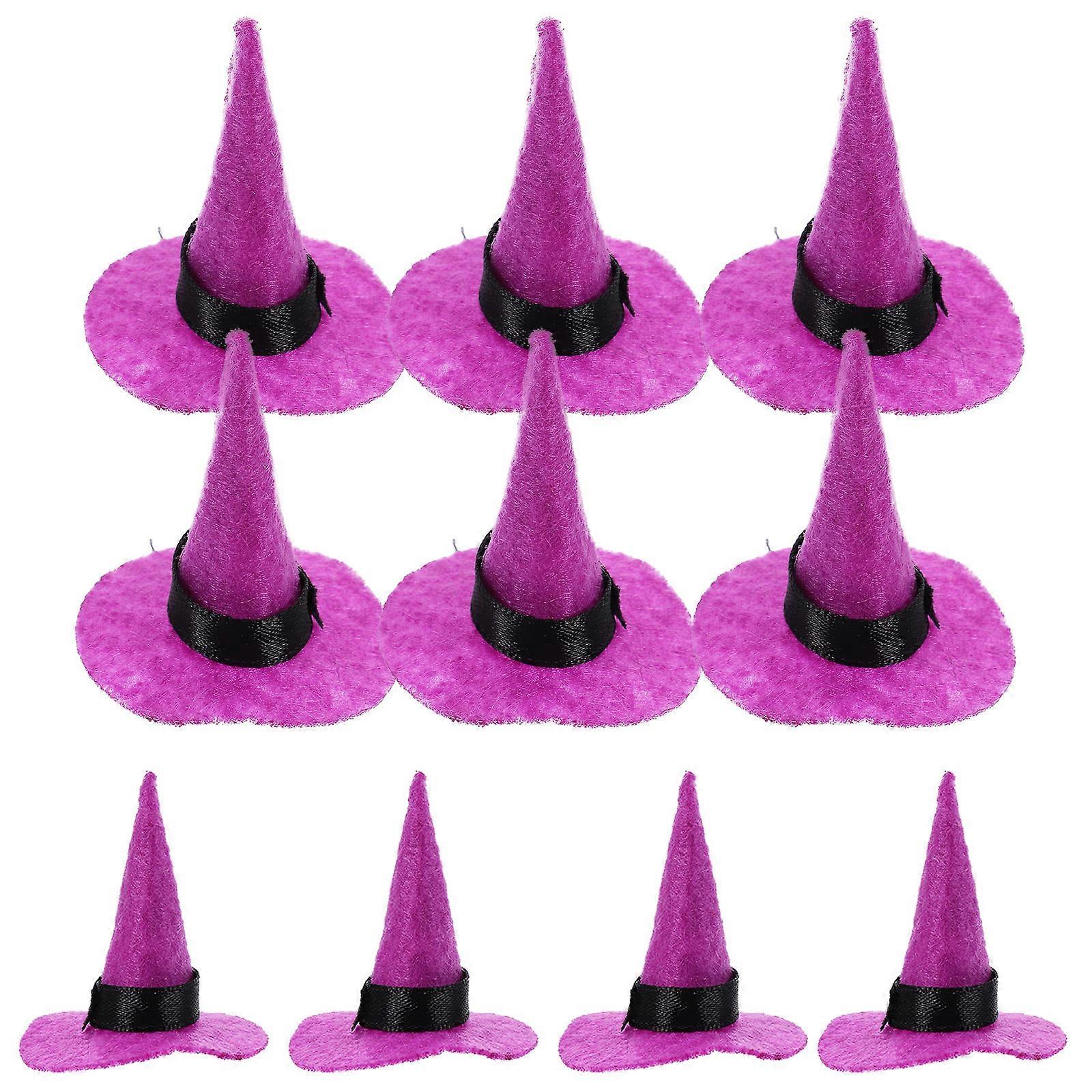10 Pcs Mini Halloween Felt Witch Hats – Decorative Accessories for Gnome, Cosplay & Halloween Costumes