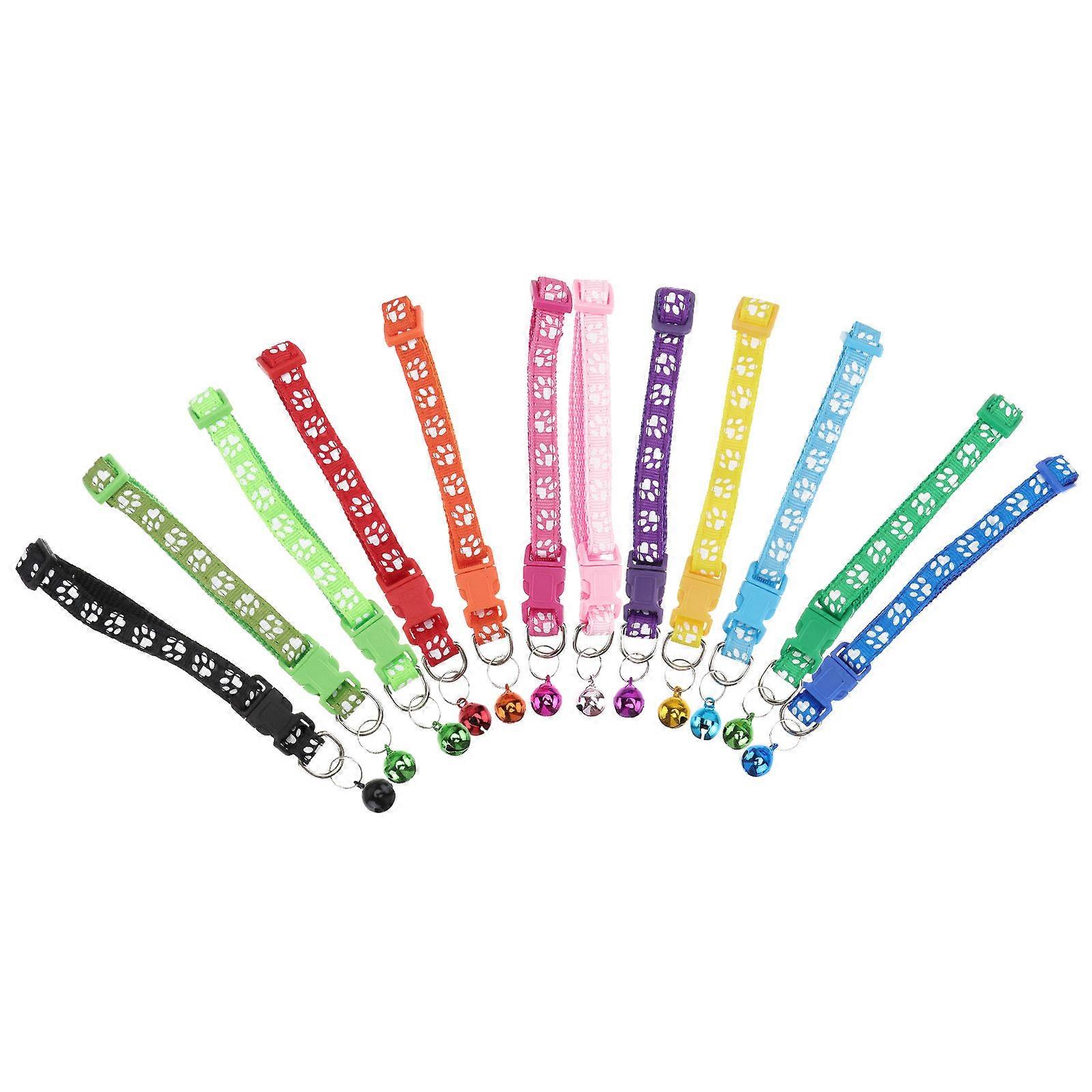 Footprint Printed Pet Dog Collar with Bell for Walking and Outdoor Activities Assorted Color PVC and PP