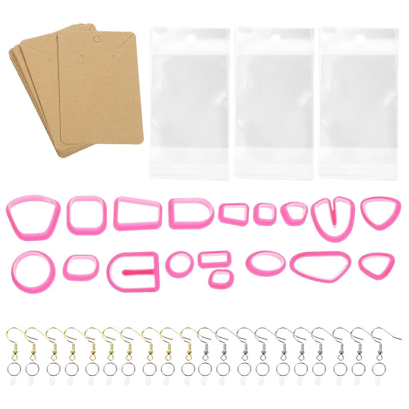 Crafting Projects with 1 Set of Durable Polymer Clay Earring Cutters for Beginners in Rosy Color with Jewelry Making Functionality