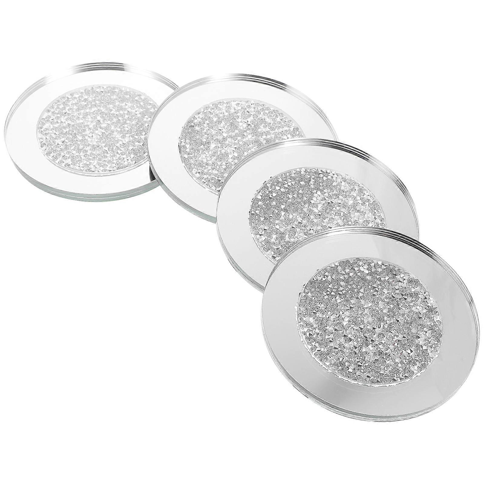 ラウンドガラスコースターセット10X10Cmホームレストランパーティー保護4個に最適