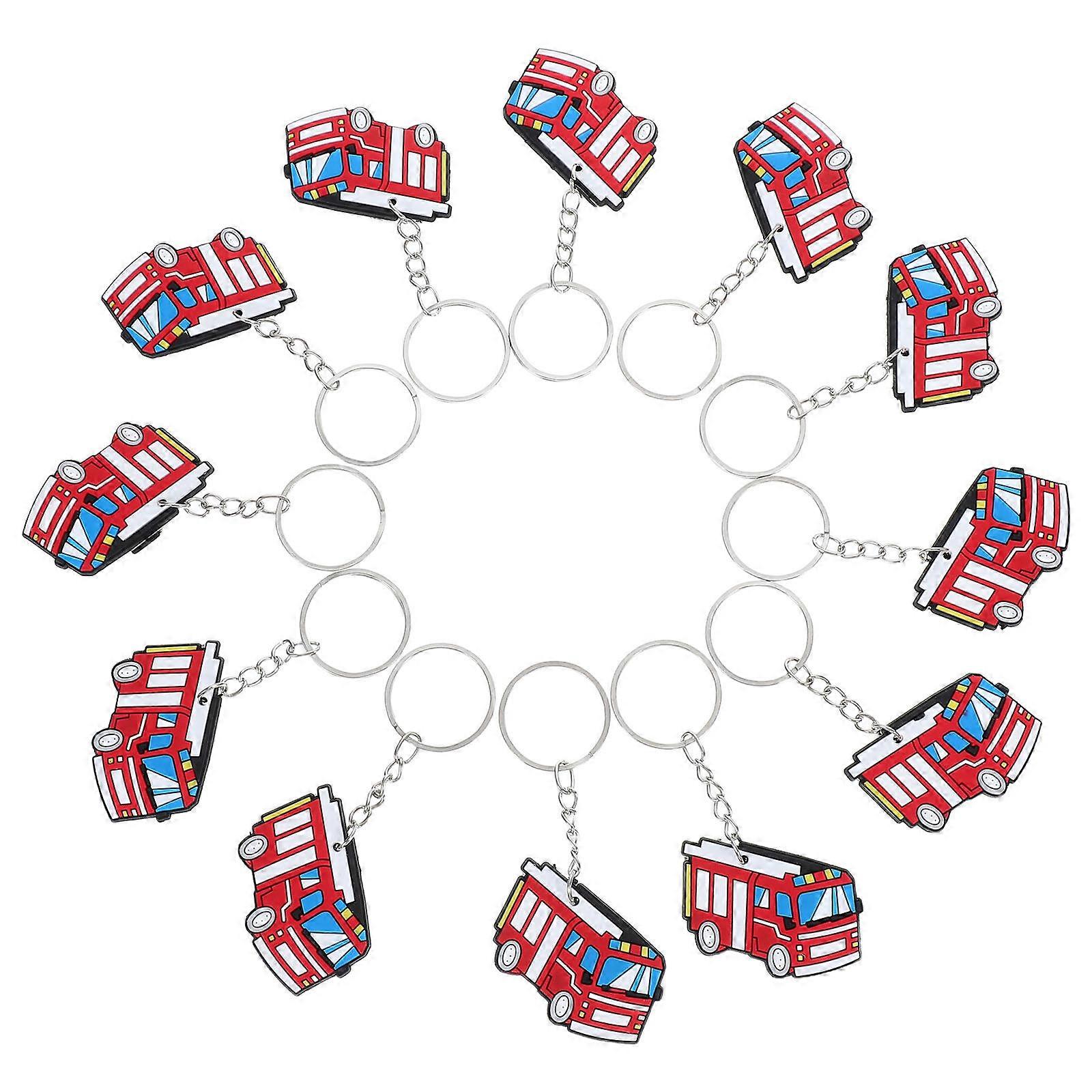 It looks like you're referring to a product listing for **"12pcs Fire Truck Keychains – Fun Firefighter Theme Party Favors, Birthday Decorations,
