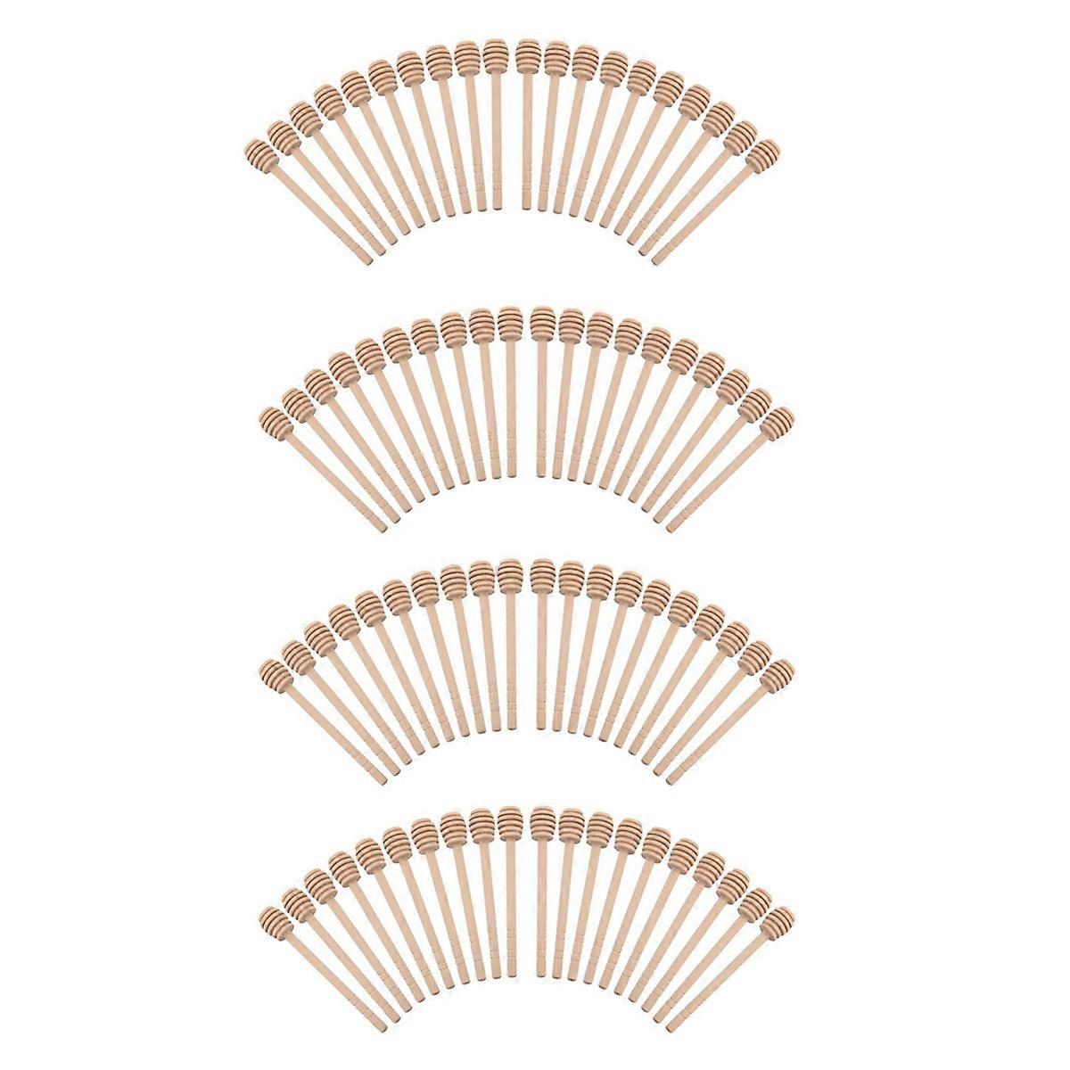80 Pcs 6 Inch Portable Wooden Jam Honey Dipper Honey Stick for Honey Jam Jar Pot Dispense (Style 2)