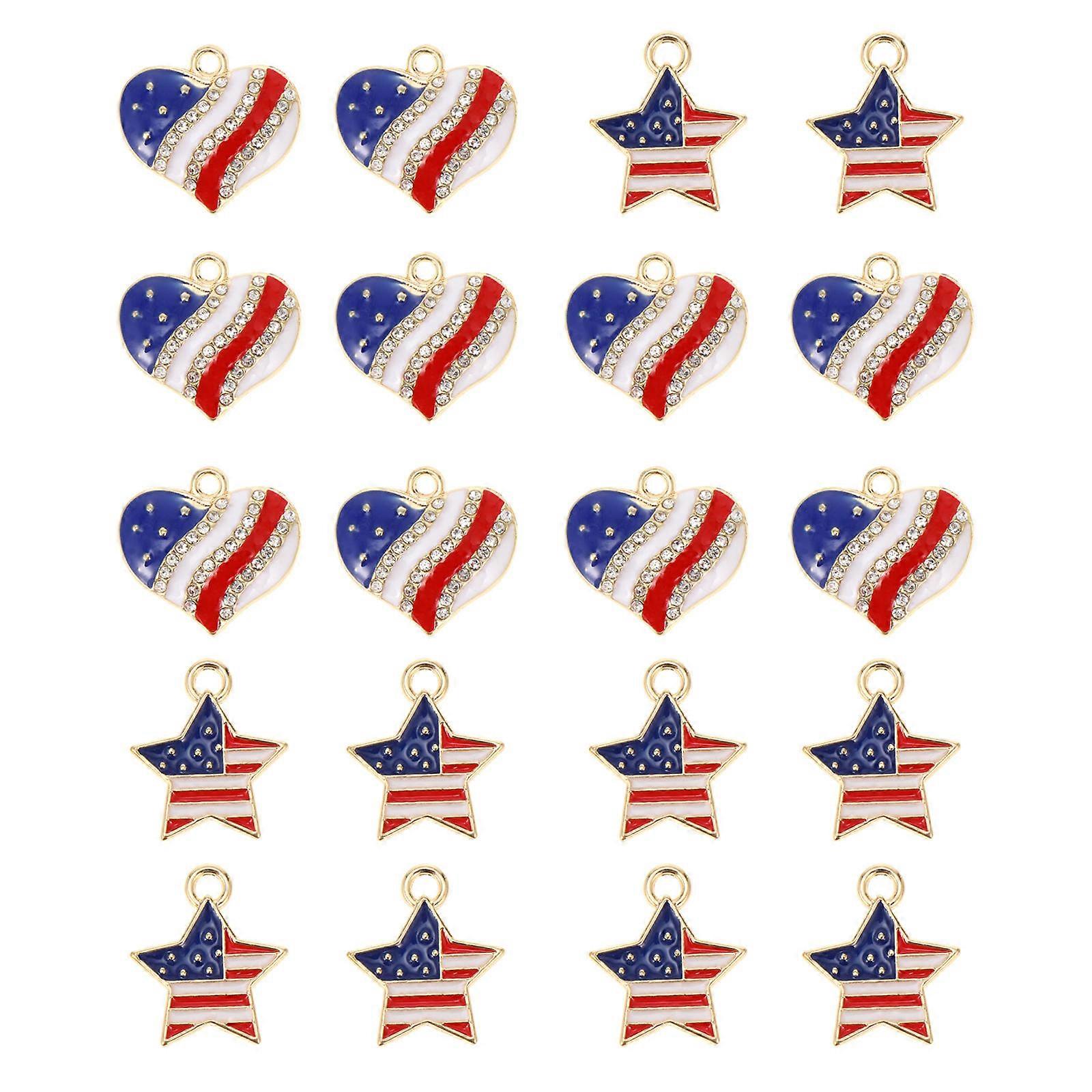 American Flag Pendant Set, Ideal for Holiday Crafting Projects and Accessory Design