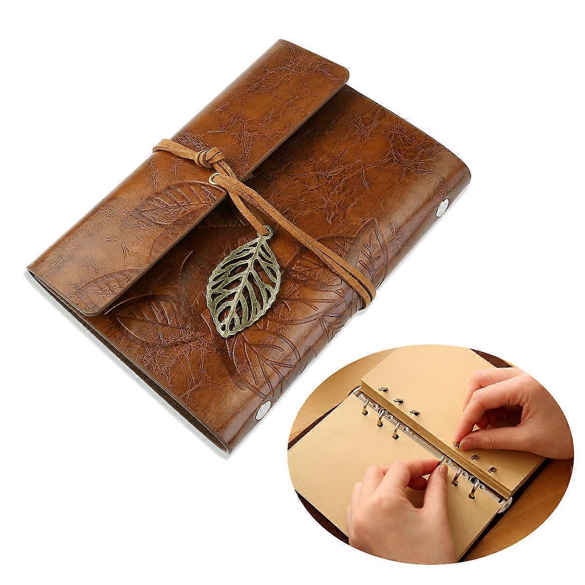 Creative Leaf Notebook PU Cover for Writing Use Vintage Style Loose Leaf Journal