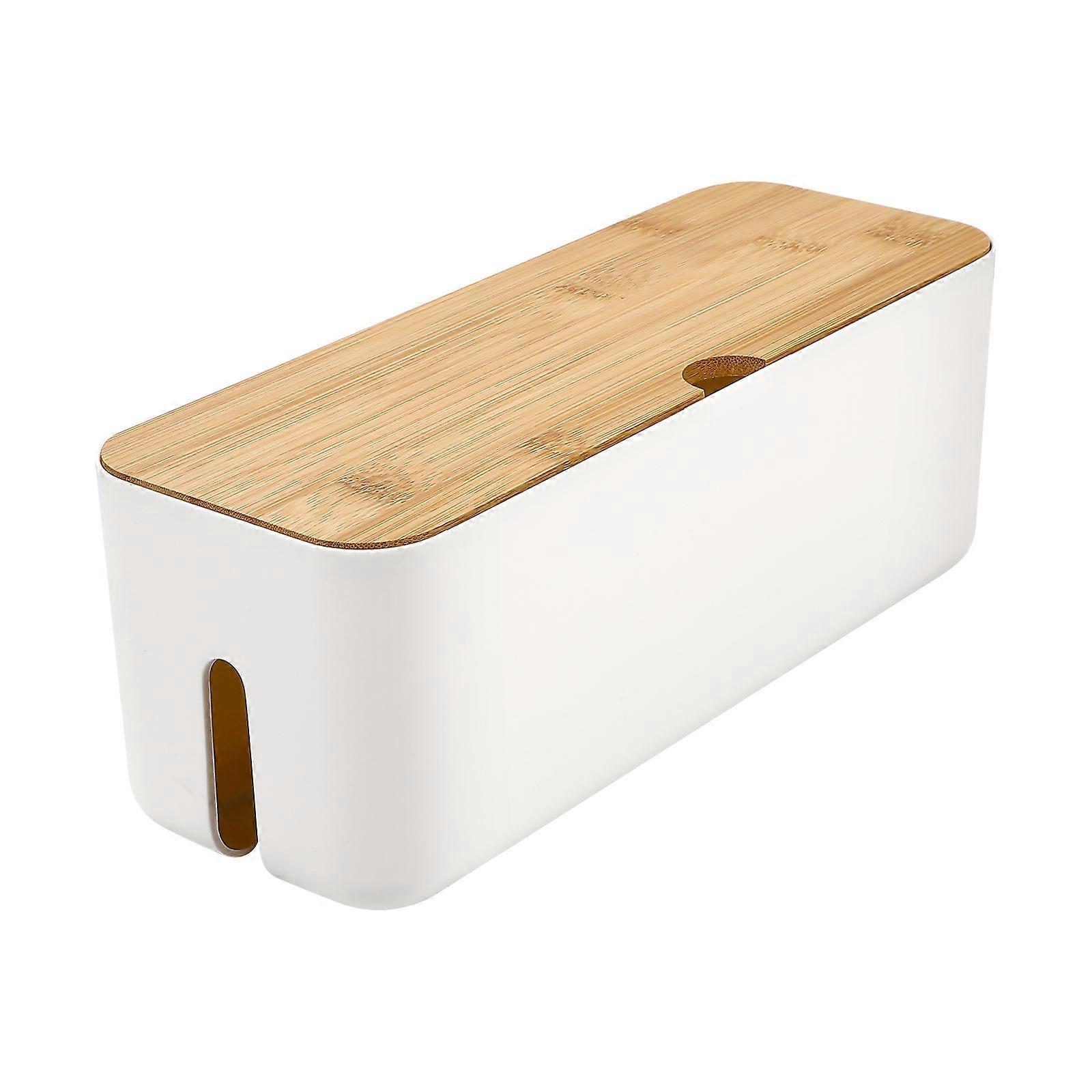 White Cable Management Box with Cover for Desk and Office Proper Size for Most Cables 7.87x3.94x2.56 inches