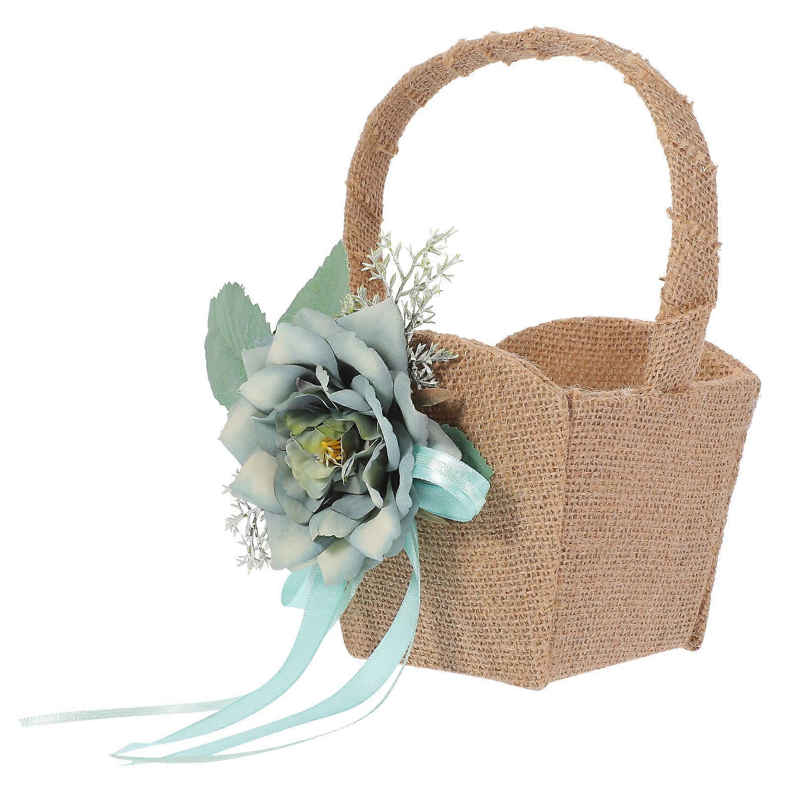 Heart-Shaped Rattan Flower Girl Basket For Clubs And Beach Weddings Holding Daily Container 1Pcs