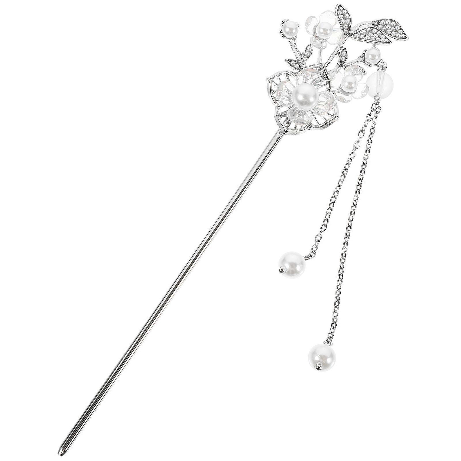 Coiffure Chignon Bâtonnets Cheveux Baguette Argenté Accessoire Décoratif Pour Les Femmes Ajustement Élégant Pour Les Fêtes 15.5x3.2x1.5cm 1Pcs