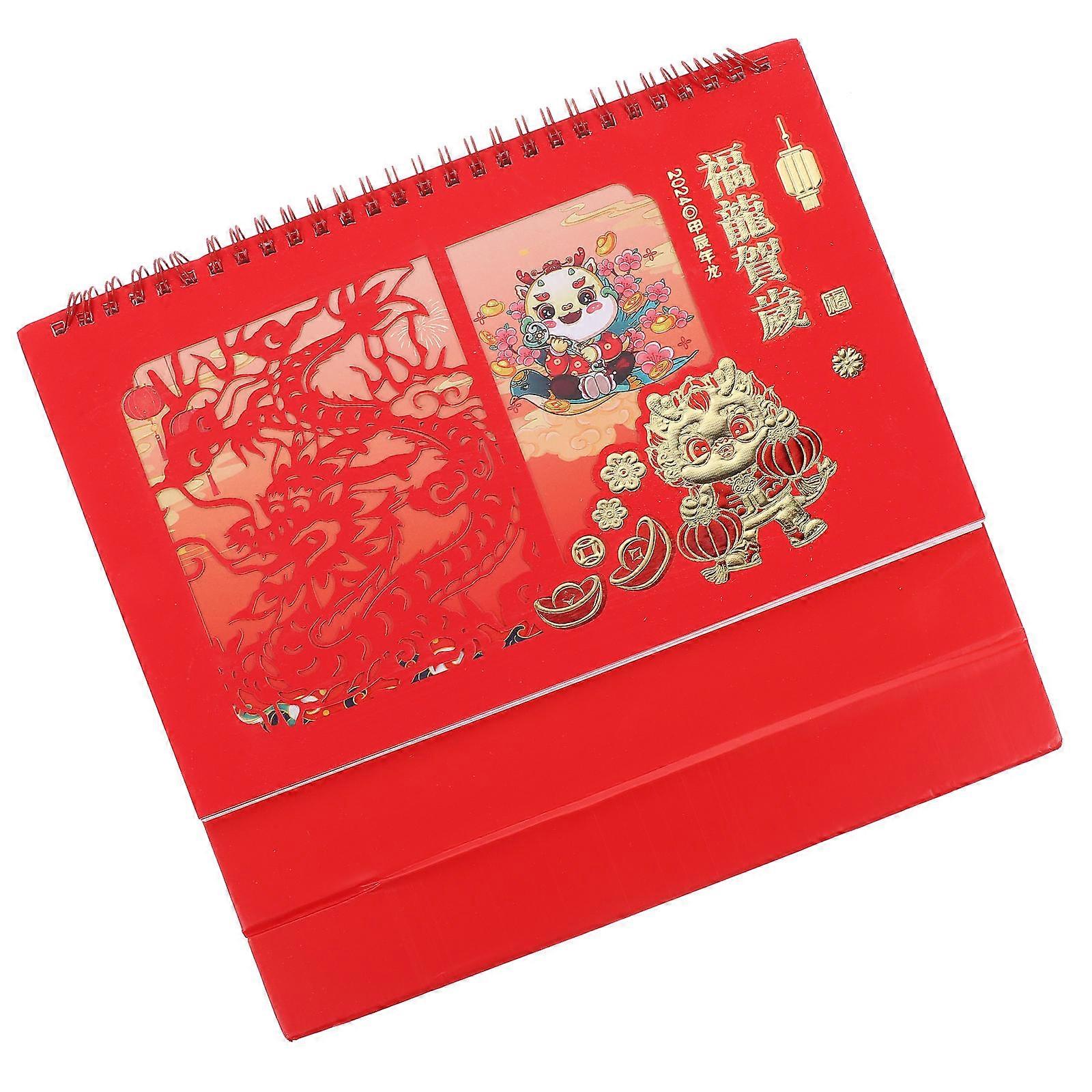 Lunar Desk Calendar 2024 Calendar Conference Room Decor Multi Color Paper Holiday Tracking 1Pcs