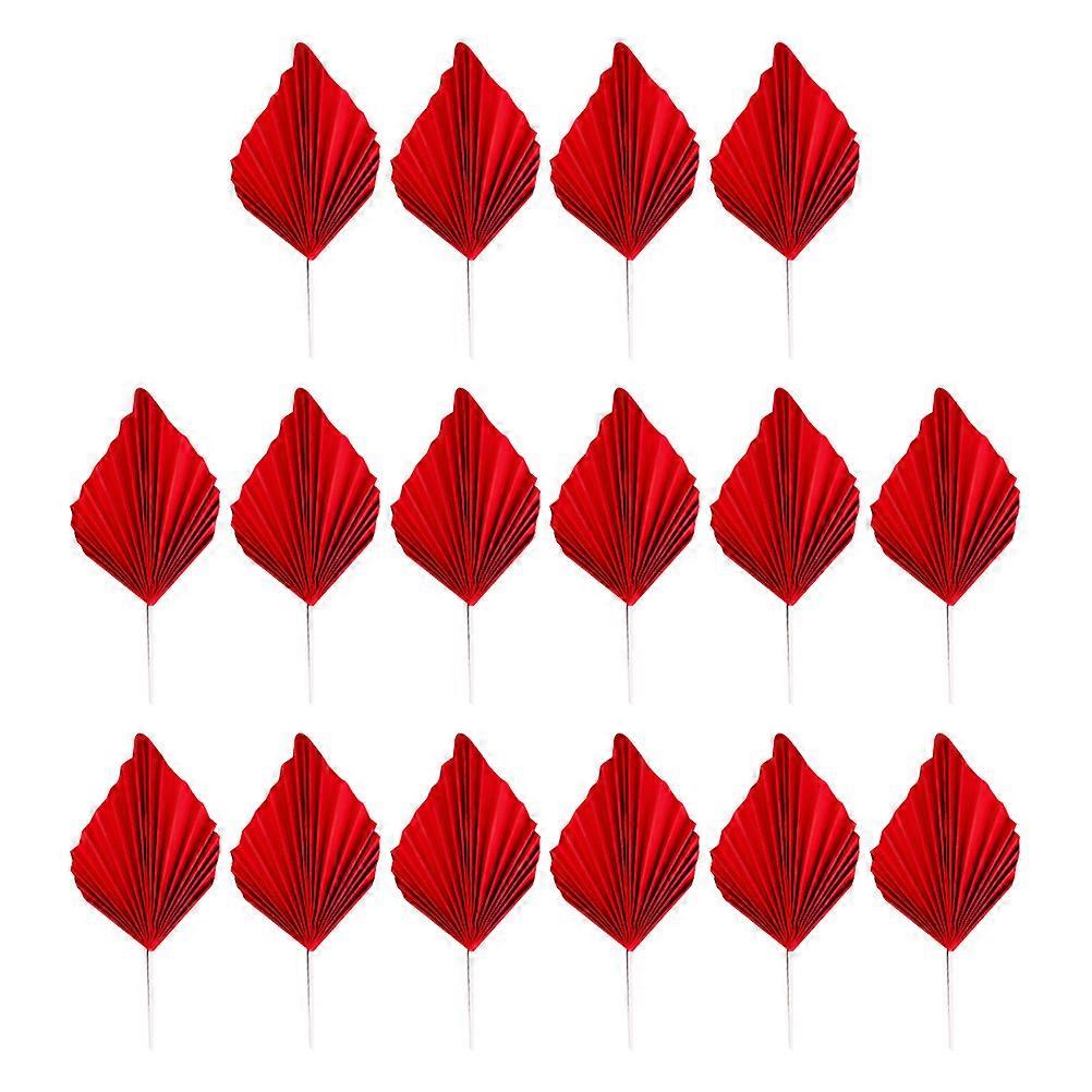 16pcs Folding Fan Cake Topper Set for Anniversary Decor and Decorative Leaf Toppers