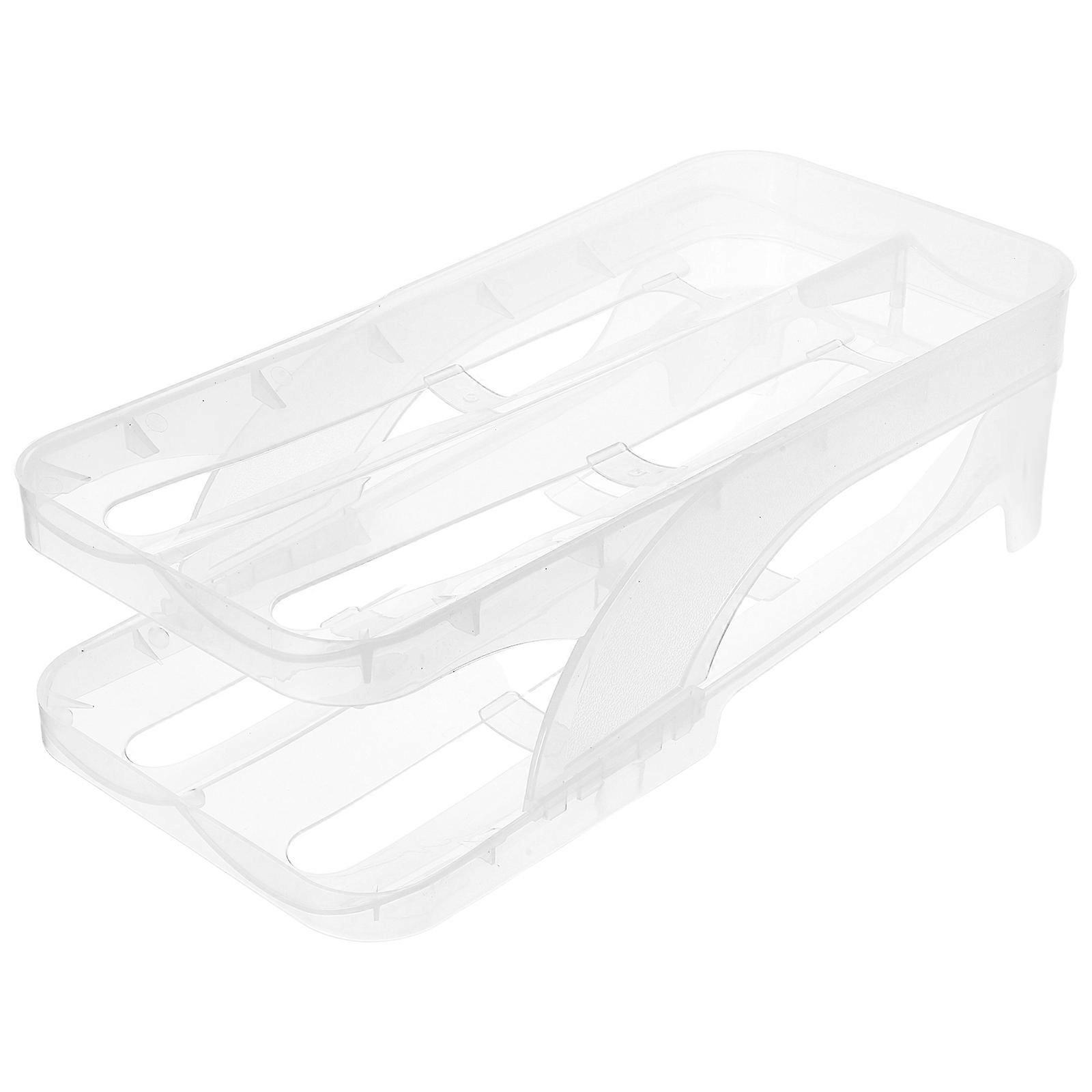 Space Saving Automatic Egg Dispenser Holder for Refrigerator – Clear Plastic Container with Protective Rack Design for Efficient Egg Storage