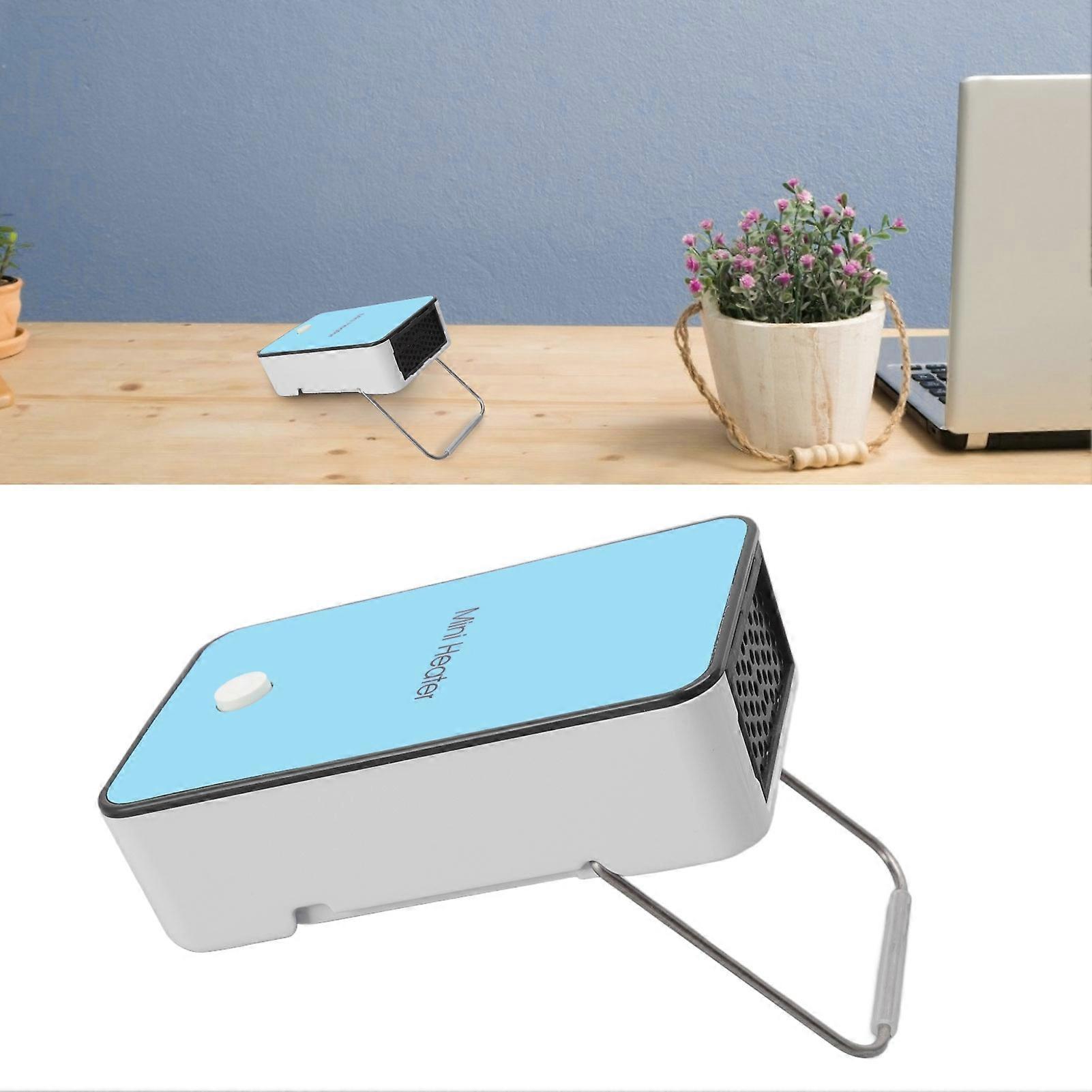 Mini Heater Fast Heating Low Noise Miniwatt Blue Portable Desk Warmer with Rotating Bracket for Room Office School Desktop EU Plug 220V