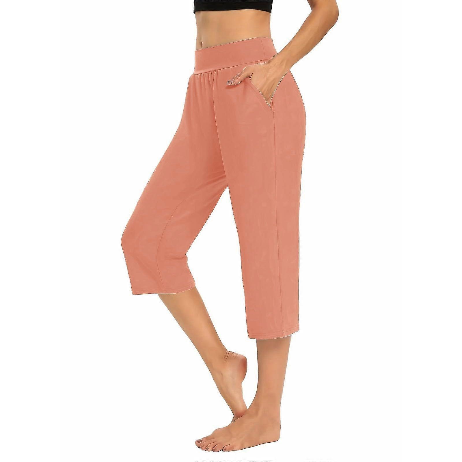 Yogahose Women's 3/4 Waist Capri Pants Opaque Biker Pants Plus Sizes Rose Gold XL