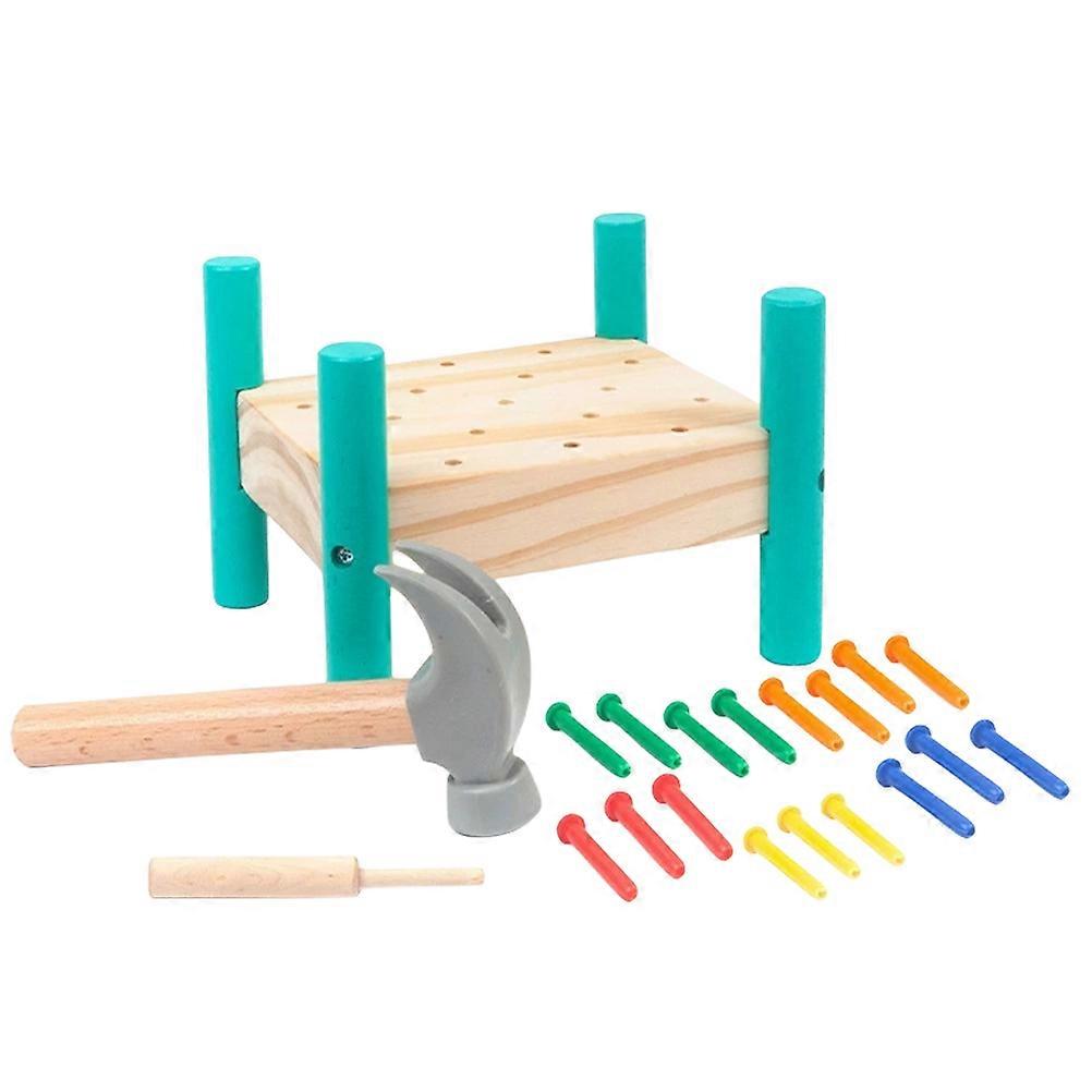 1 Set Wooden Colorful Nail Platform Toys Color Cognitive Beating Table