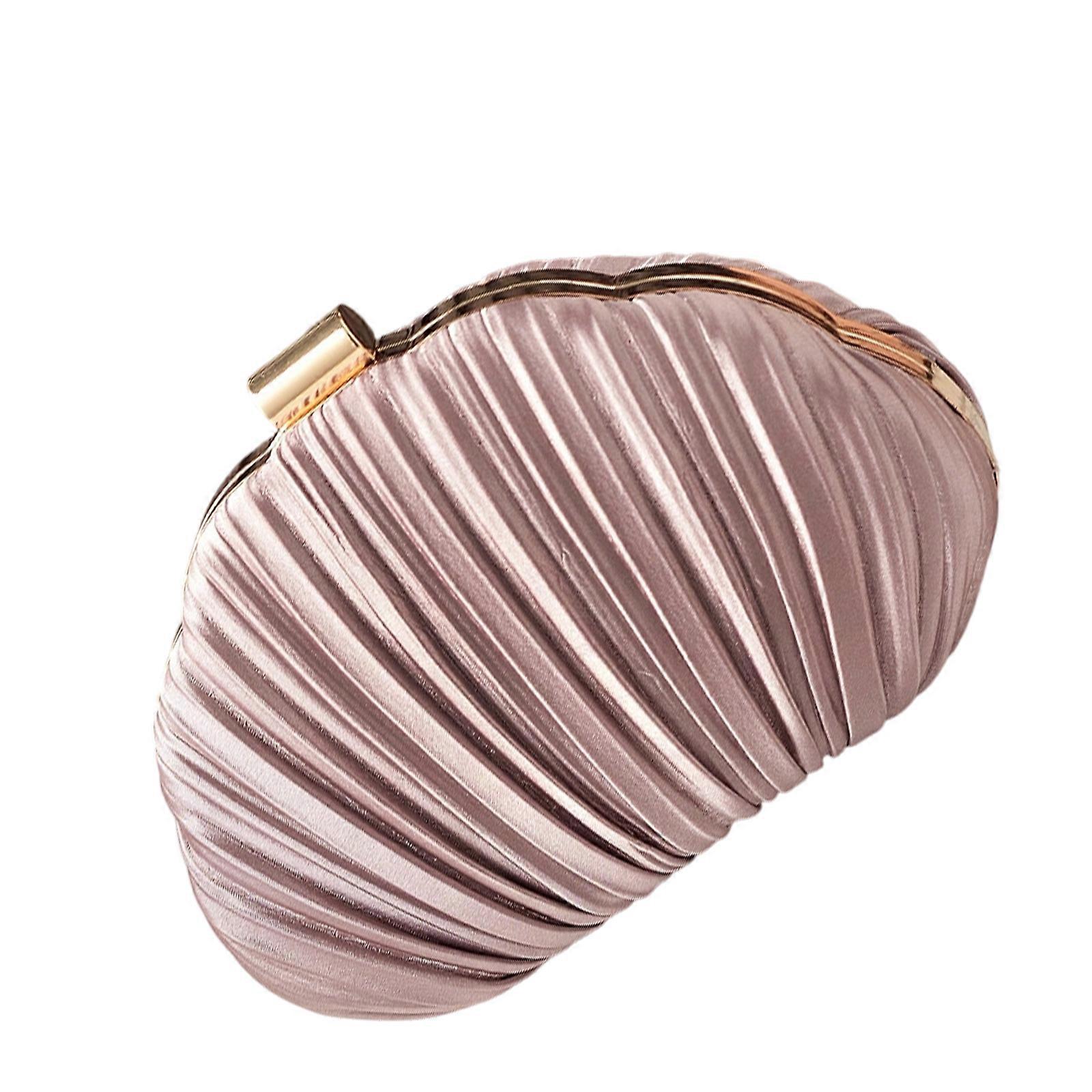 Multipurpose Pleated Evening Handbag Practical Polyester Fabric Shoulder Bag Wedding Reception Party Essential Lotus Color