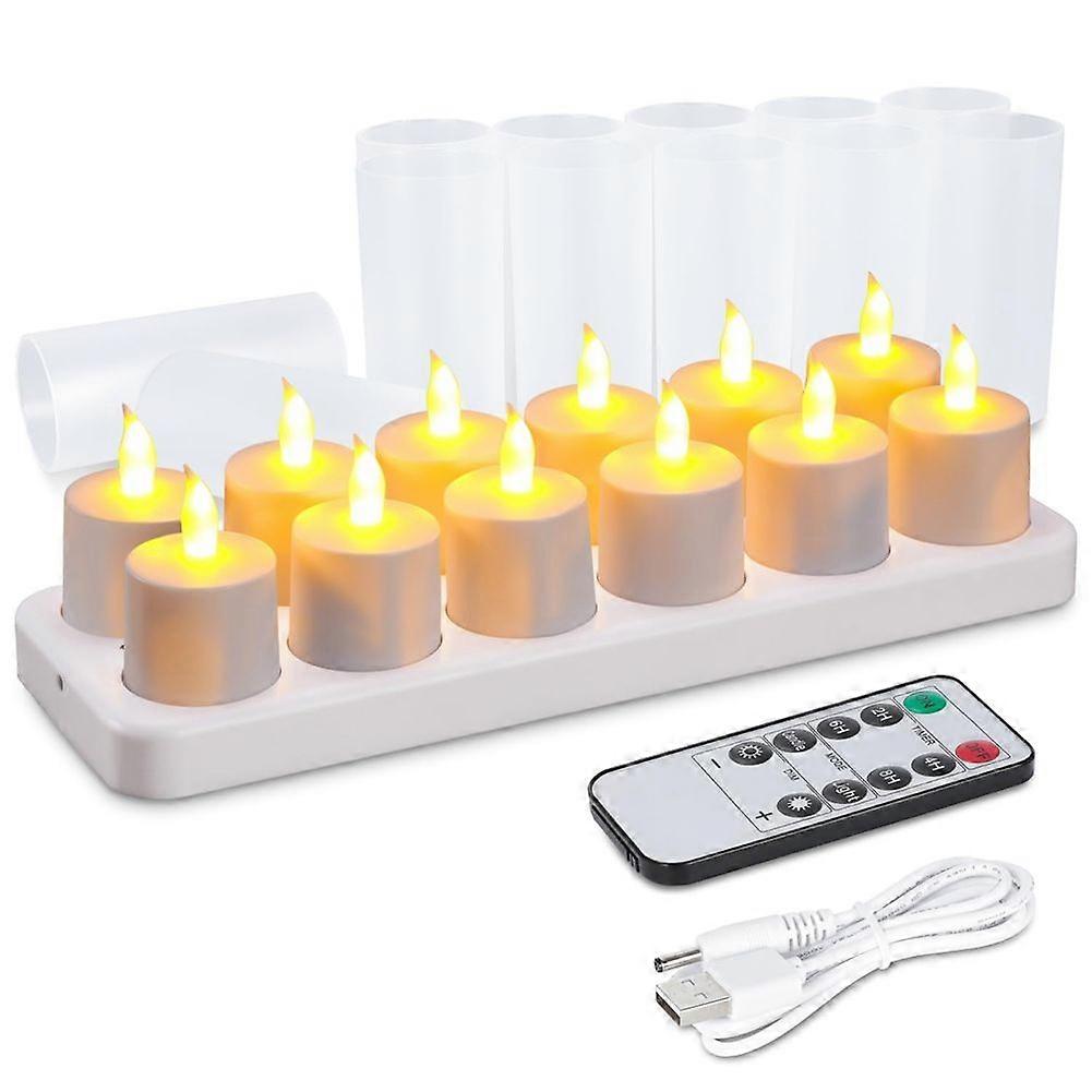Rechargeable Tea Light Candles with Remote Timer, Romantic Deco for Home Parties, Restaurants, Wedd