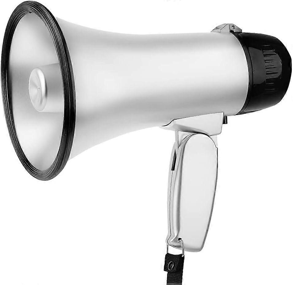 AmplifierAdjustable Volume ControlHandheld MegaphoneBuiltin SirenMegaphone SpeakerRecordingModern Megaphone SpeakerClear Sound Silver