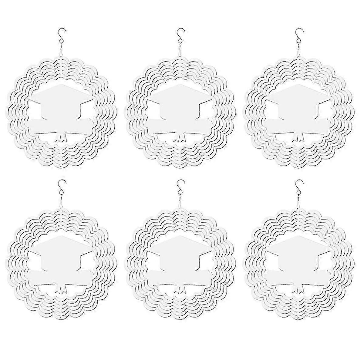 6Pcs Graduation Season 8 Inch Sublimation Wind Spinner Blanks 3D Wind Spinners Hanging Wind Spinners for Outdoor Garden