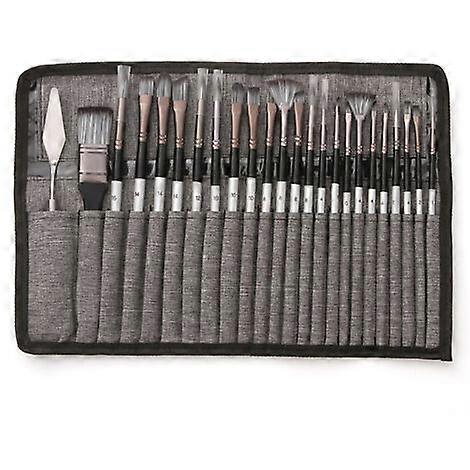 23pcs Different Sizes Paint Brushes Set Wooden Handle Nylon Hair Professional Paintbrush with Scraper Canvas Bag for Artists Organization
