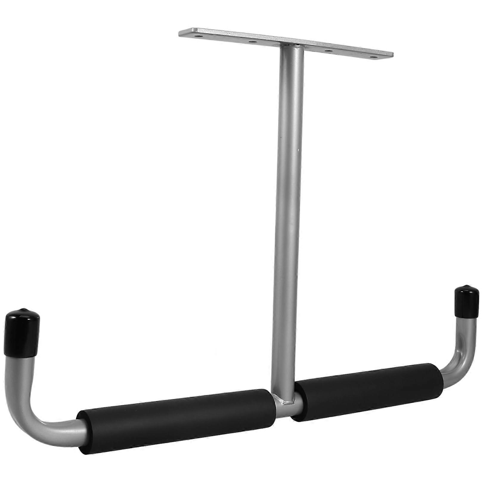 Ceiling Mounted Storage Rack For Fishing Poles And Bikes, Iron Construction, Space Saving, 42.5 X 29.2 X 2.8 Cm, Silver